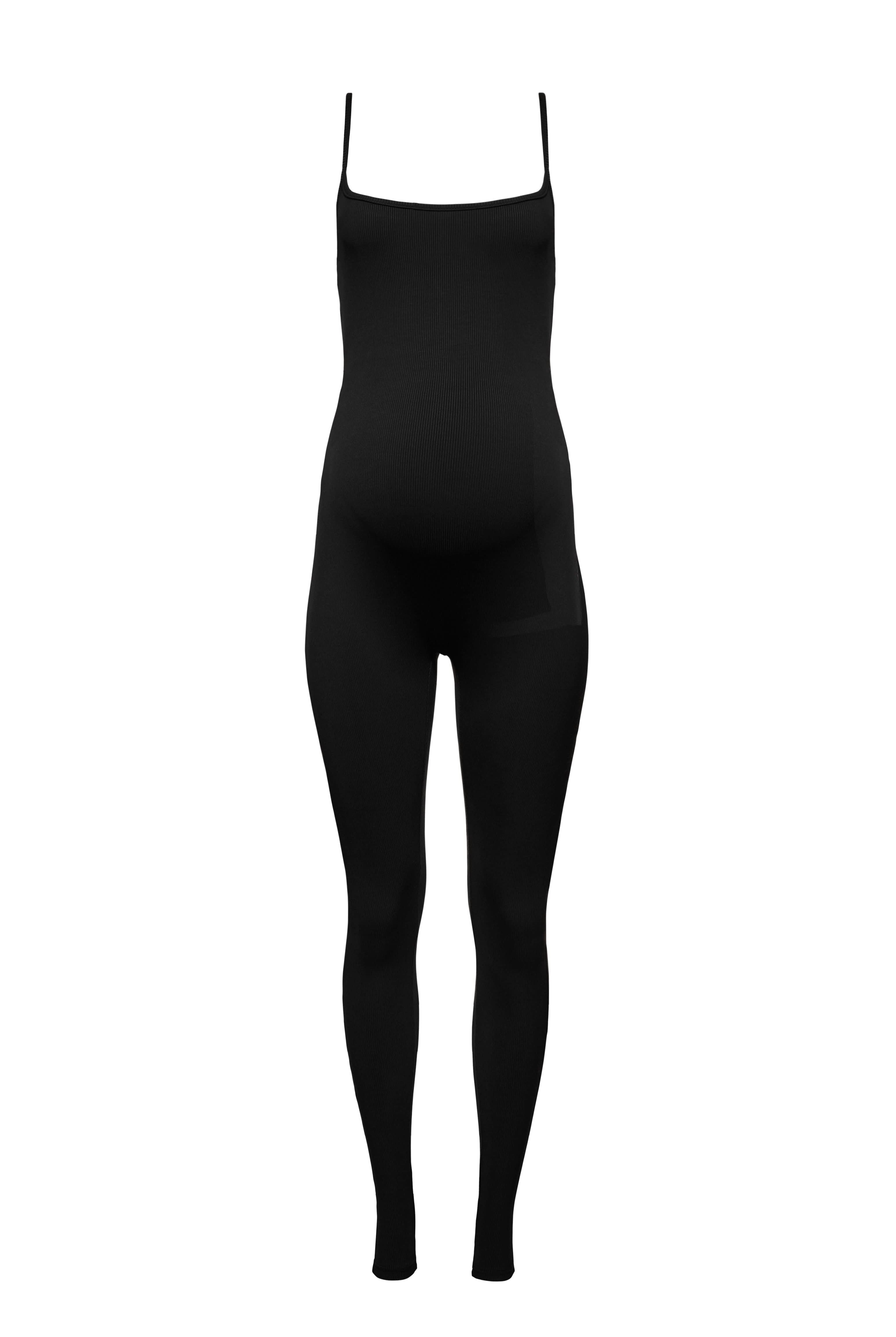 Bumpsuit Maternity Sculpting Rib Unitard in Black