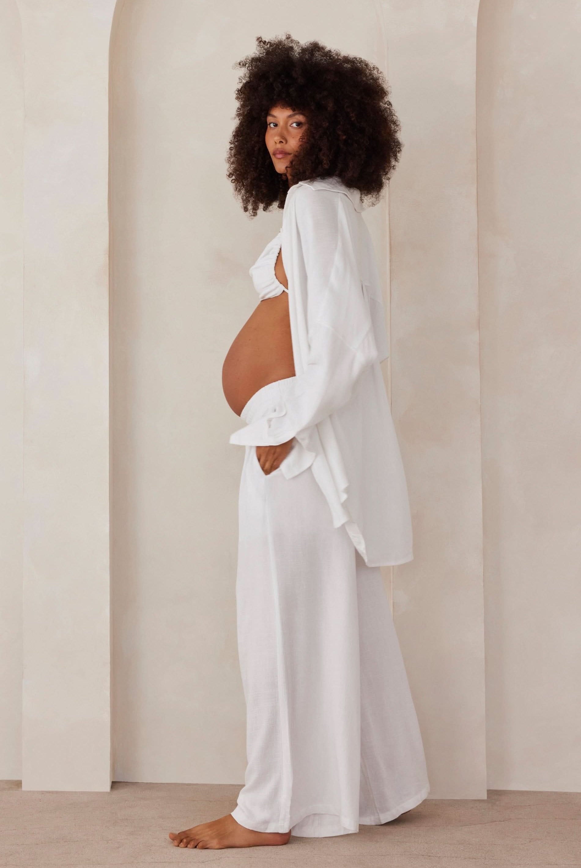 Bumpsuit Maternity Oversized Linen Shirt in White