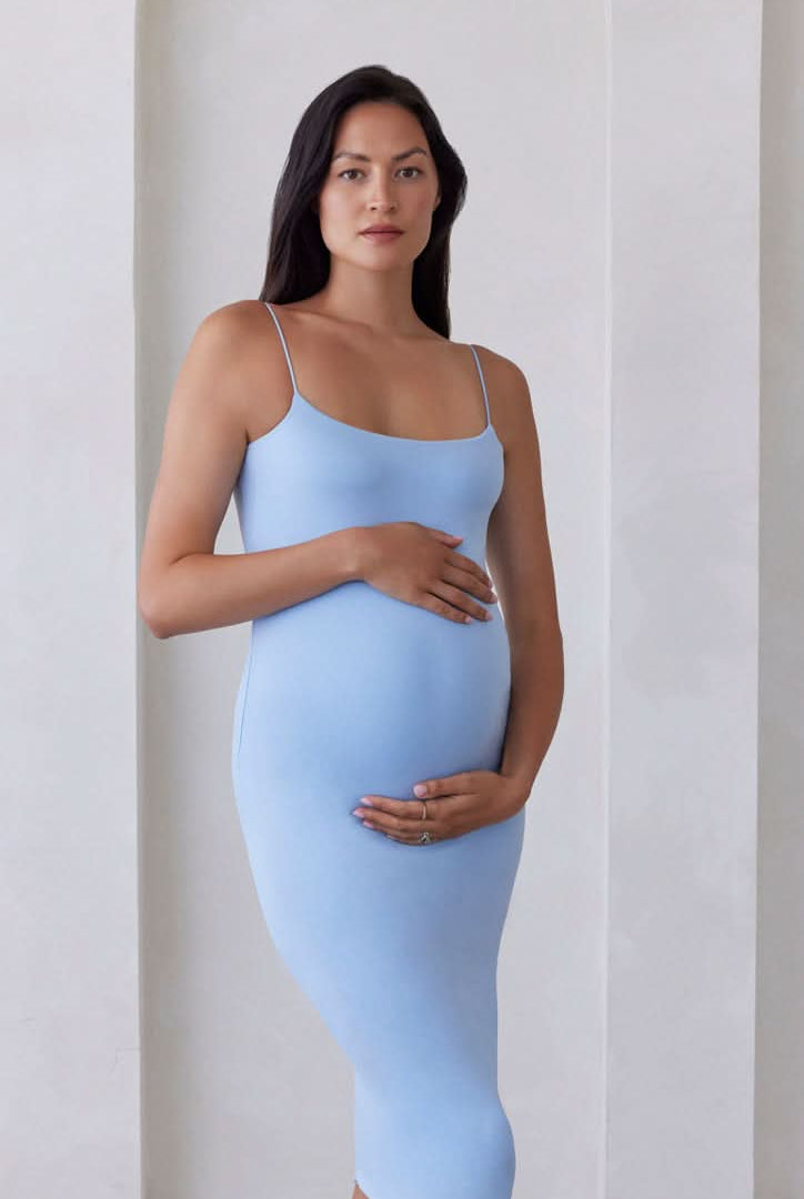 Bumpsuit Maternity The Brigitte Midi Dress in Powder Blue