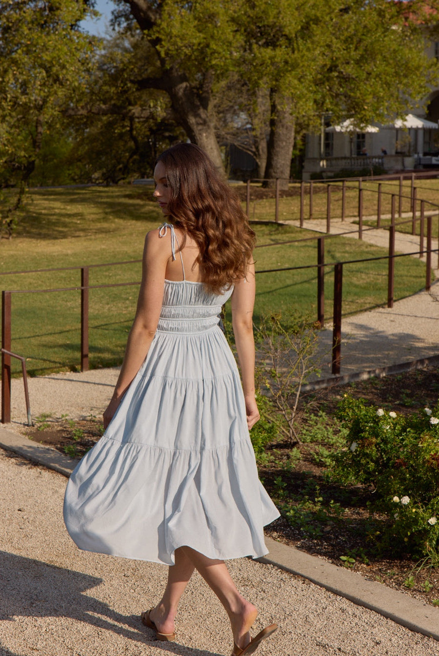 Bumpsuit Ice Blue Midi Poplin Dress