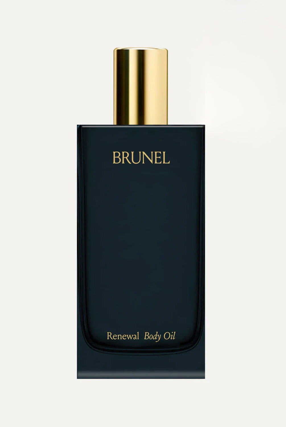 Brunel Renewal Body Oil bottle with gold cap on a white background