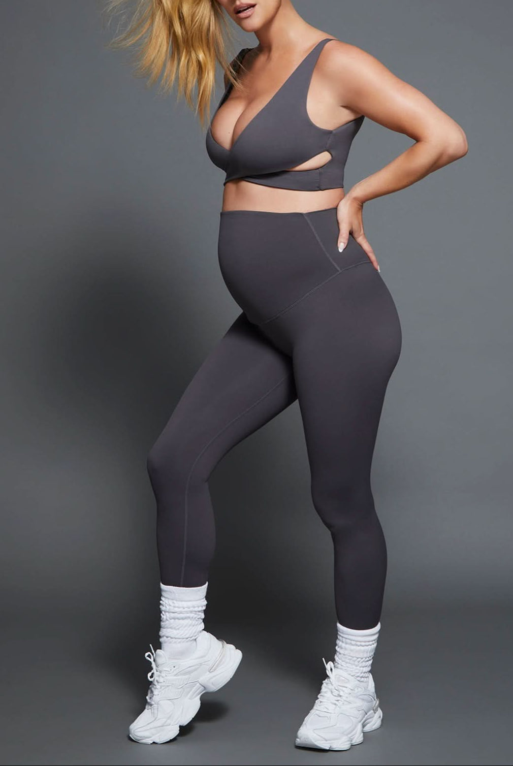 bumpsuit activewear perfect movement maternity legging in slate