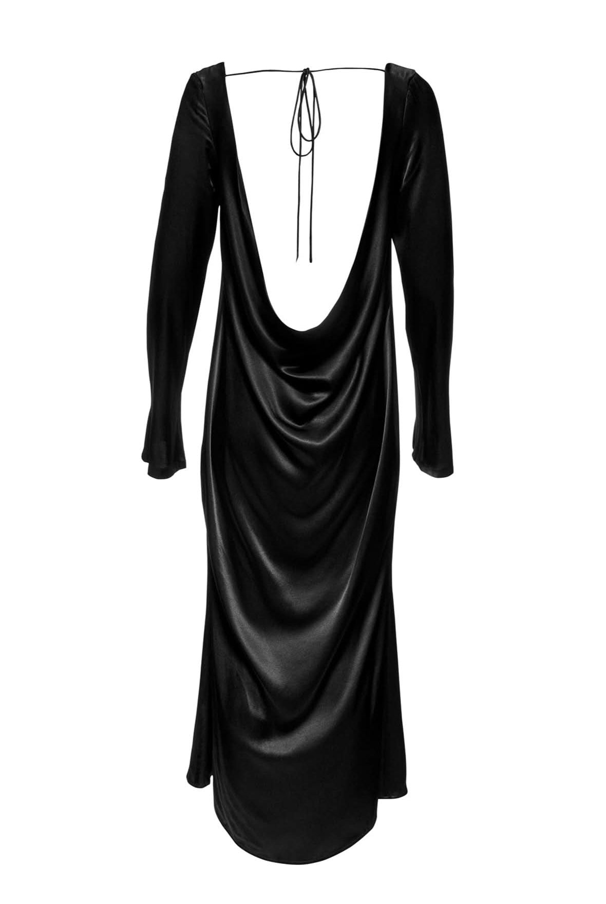 Bumpsuit x Georgia Fowler Backless Bell Sleeve Gown Black