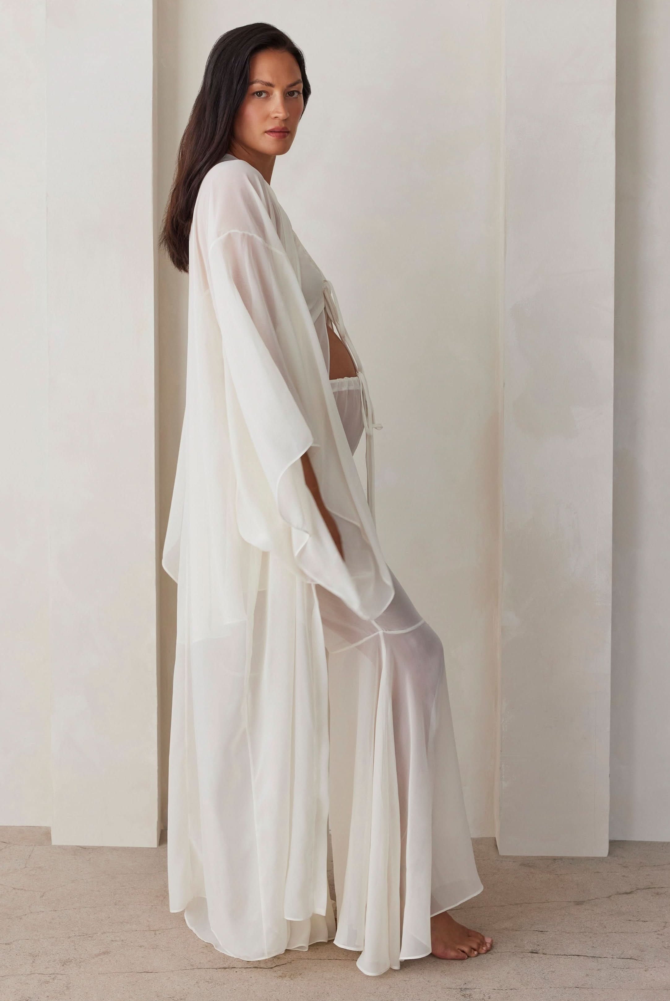 Bumpsuit Maternity Chiffon Flare Pant in Ivory