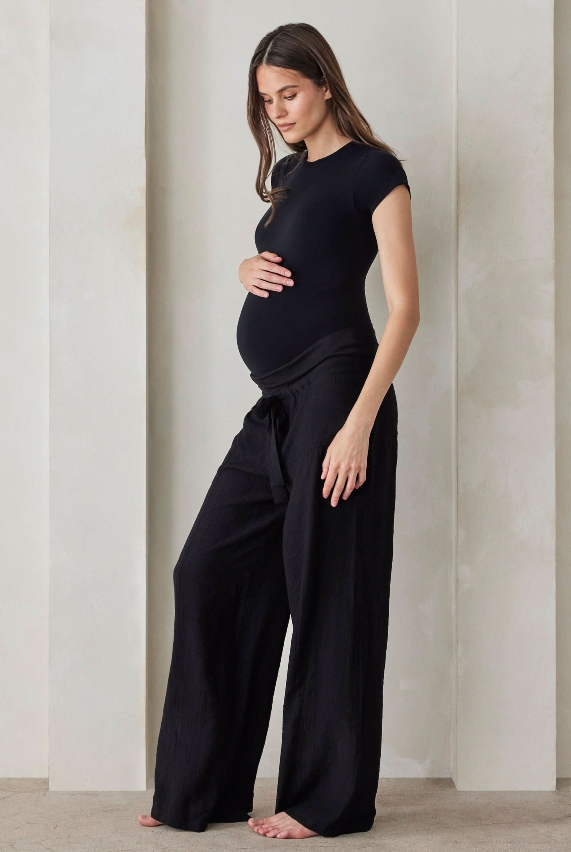 Bumpsuit Maternity Fashion Collection The Fisherman Pant in Black Gauze