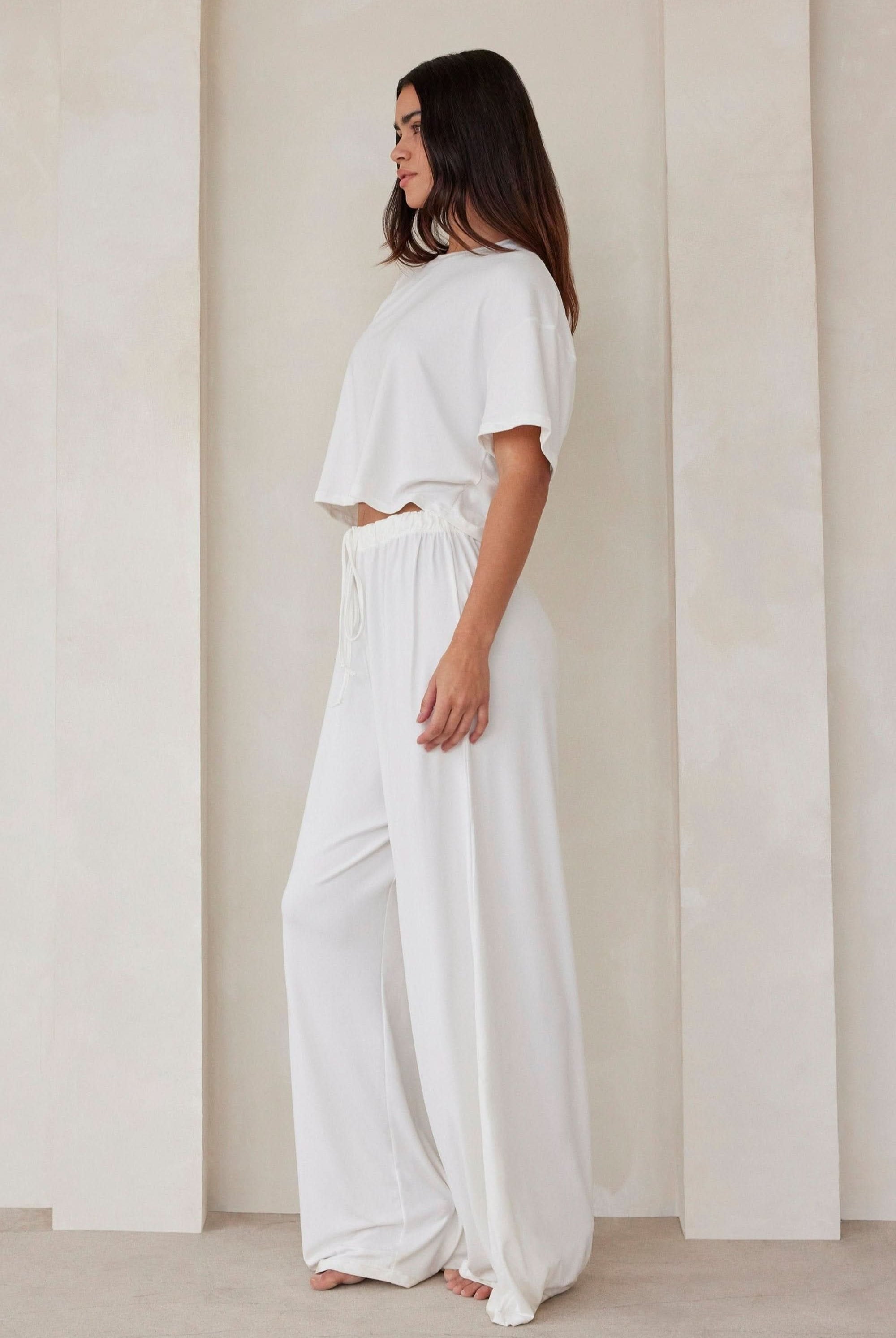 Bumpsuit Maternity Loungewear The Cloud Slim Drawstring Pant in Ivory