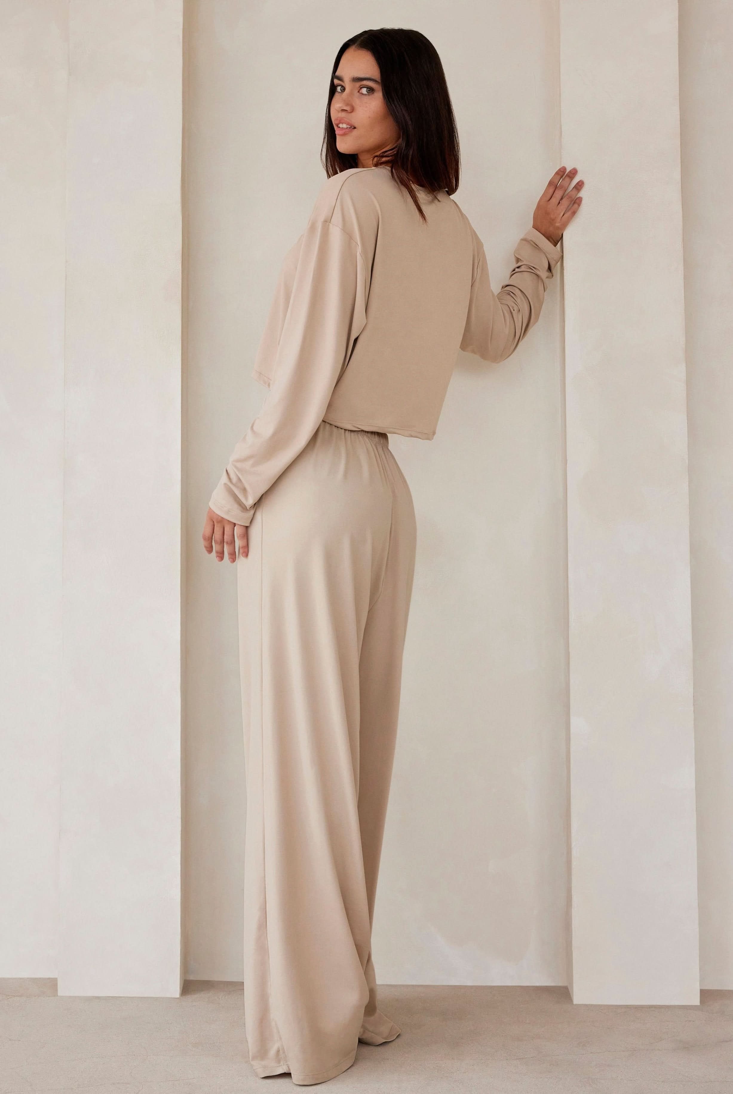 Bumpsuit Maternity Loungewear The Cloud Slim Drawstring Pant in Oat