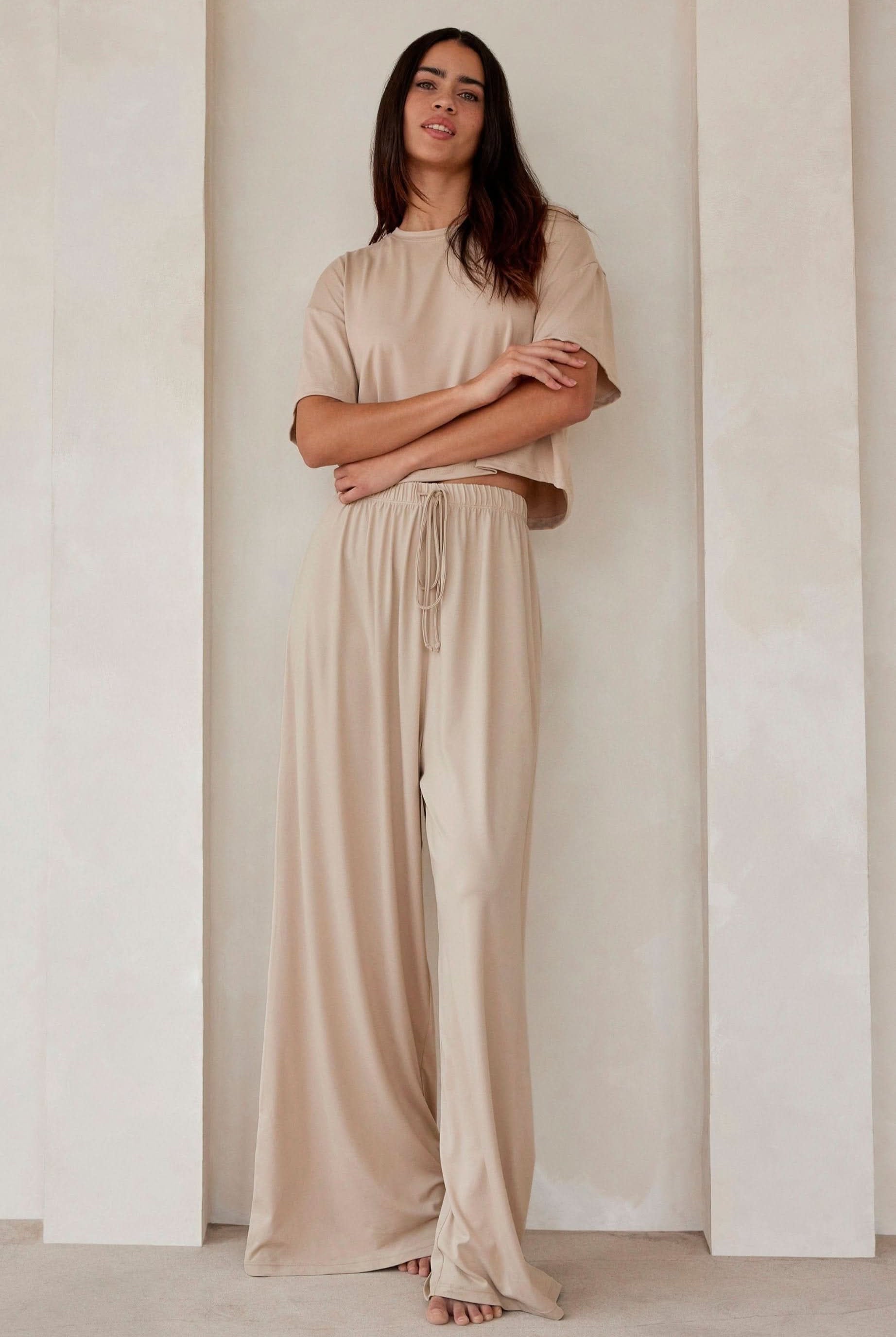 Bumpsuit Maternity Loungewear The Cloud Slim Drawstring Pant in oat
