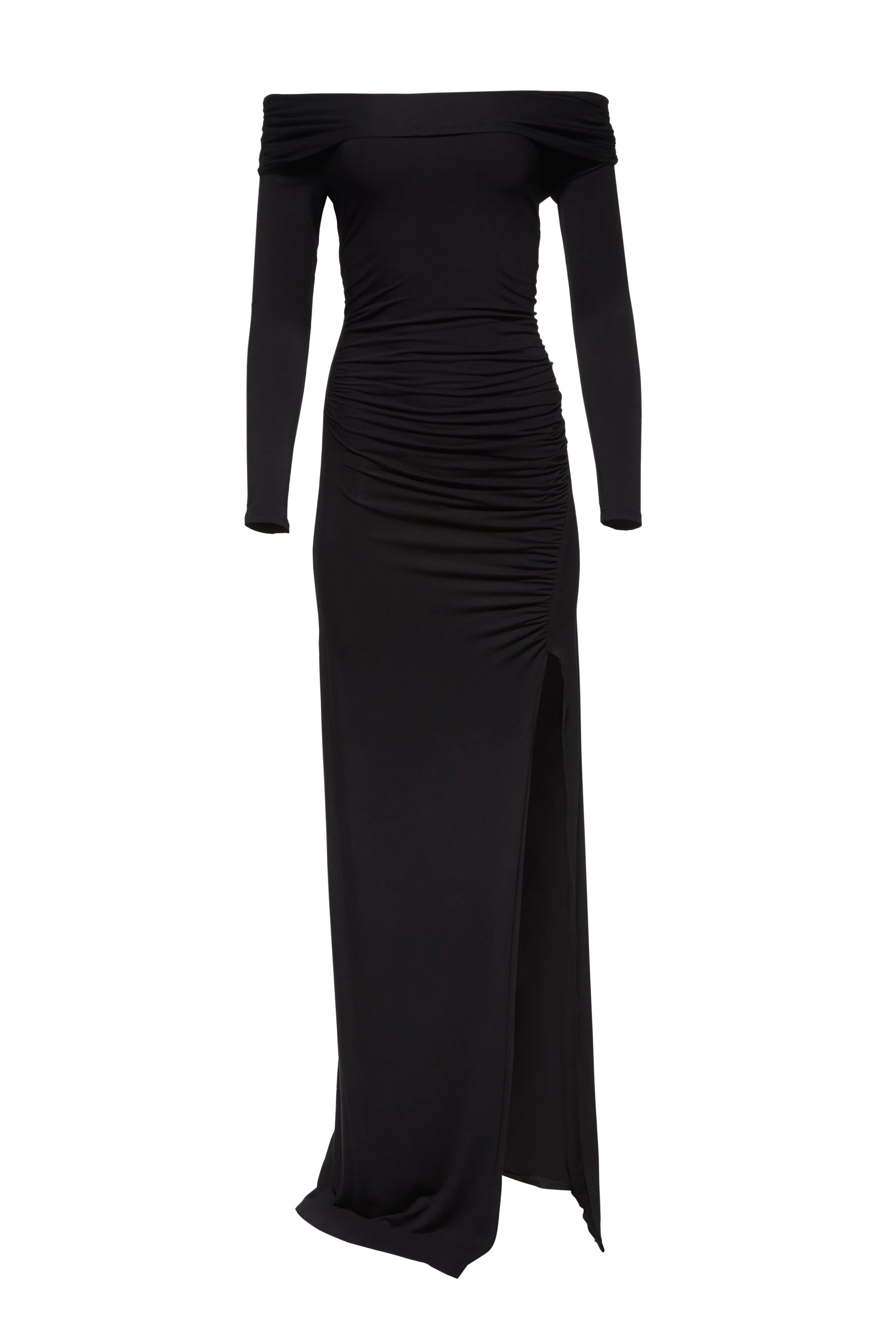 bumpsuit maternity the off the shoulder evening dress in black
