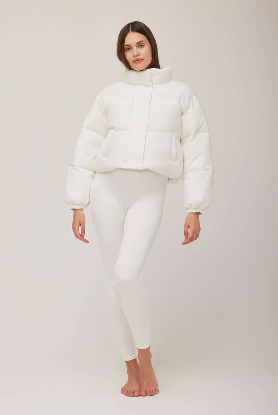 Bumpsuit Maternity Cropped Puffer Jacket in Snow