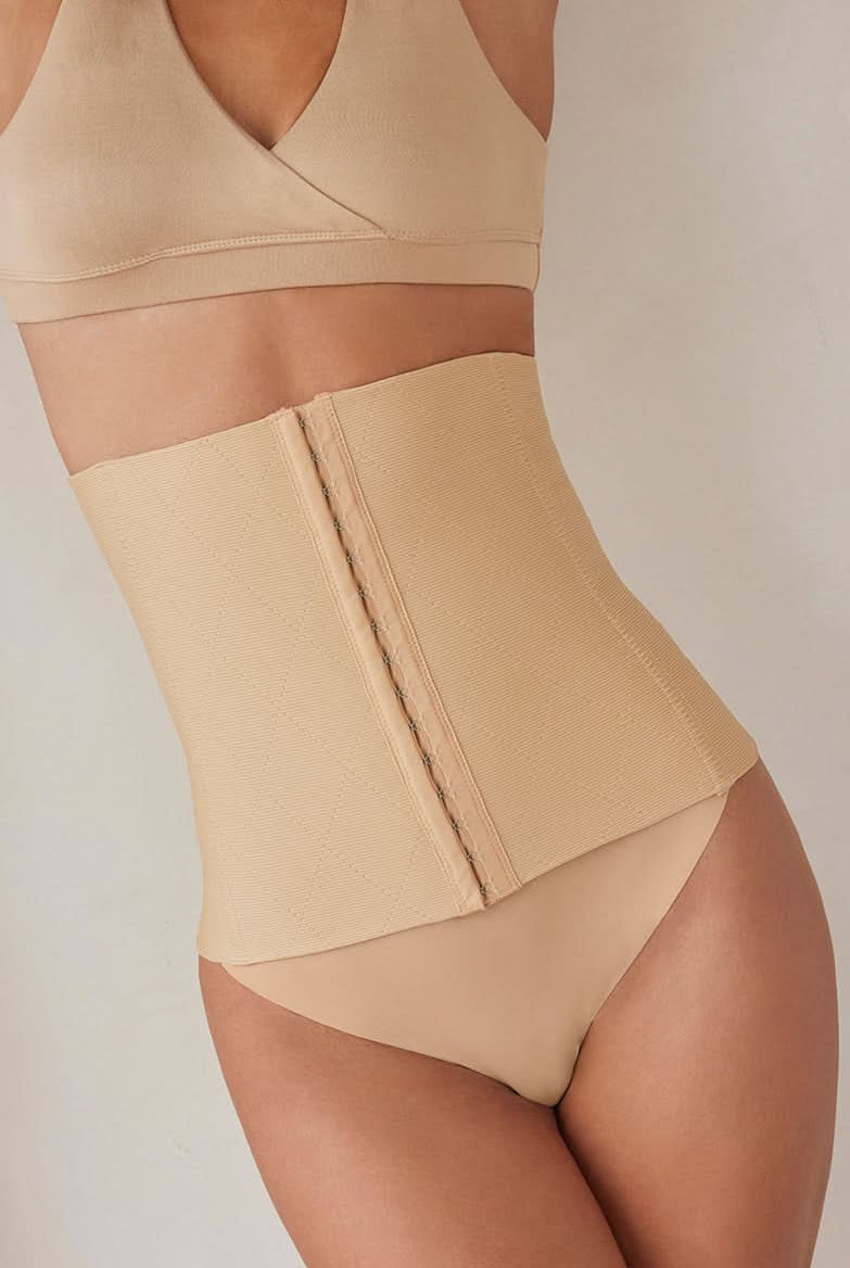 Bumpsuit Maternity Shapewear the hook and eye waist trainer in beige