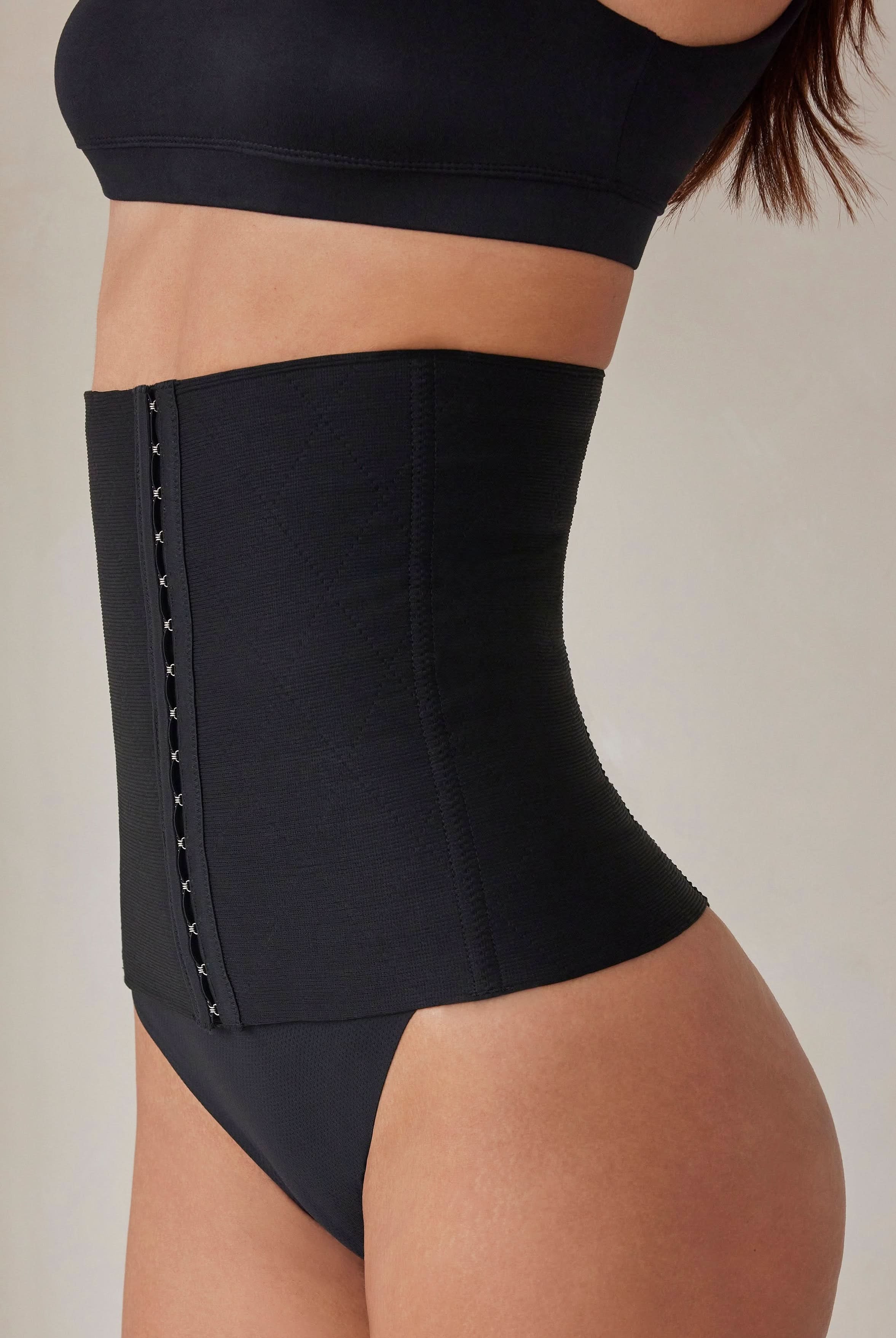 Bumpsuit Maternity Shapewear the hook and eye waist trainer in black
