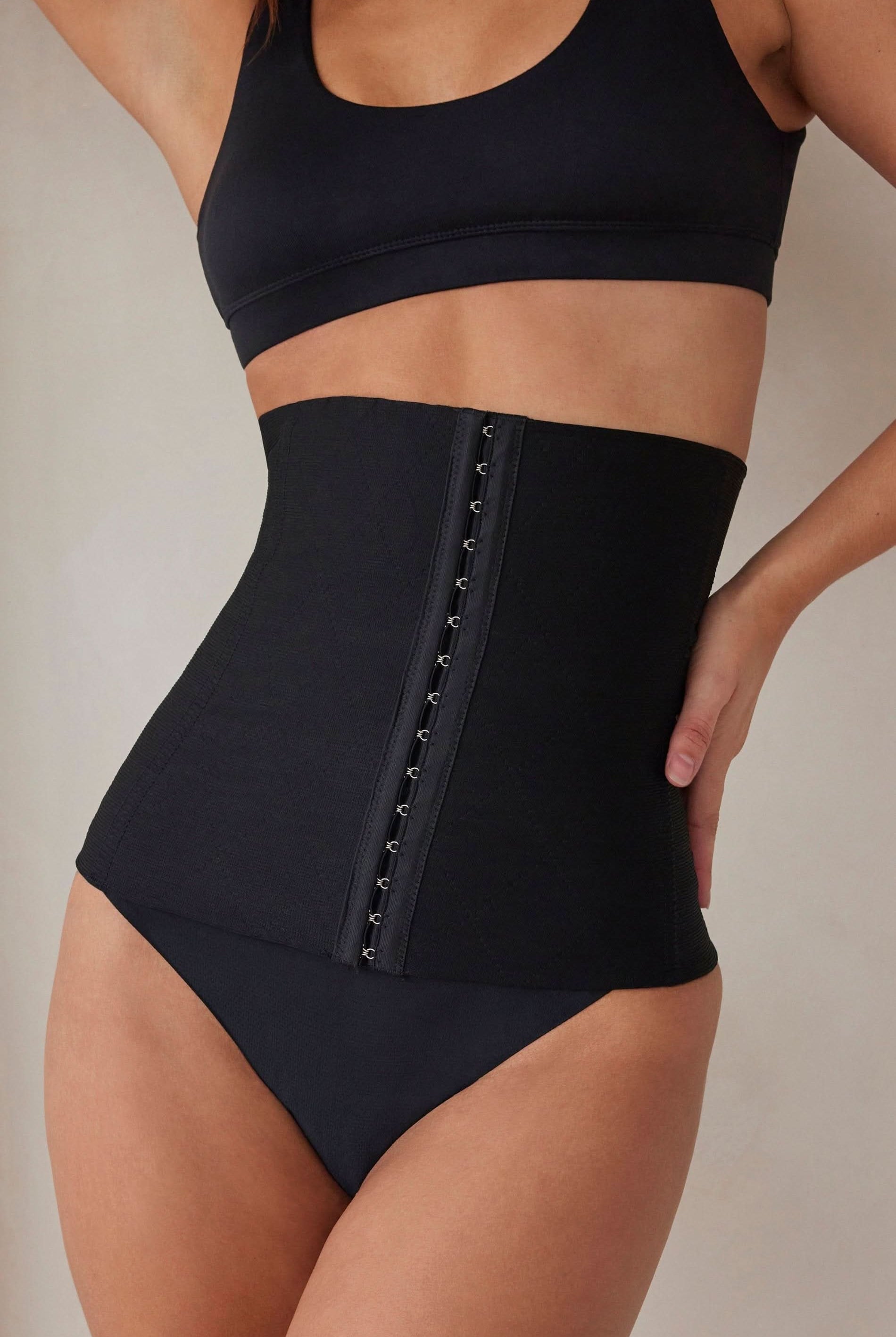 Bumpsuit Maternity Shapewear the hook and eye waist trainer in black