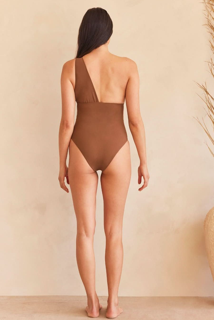 Bumpsuit Maternity Swimwear the jagger one shoulder nursing friendly one piece swimsuit in chestnut