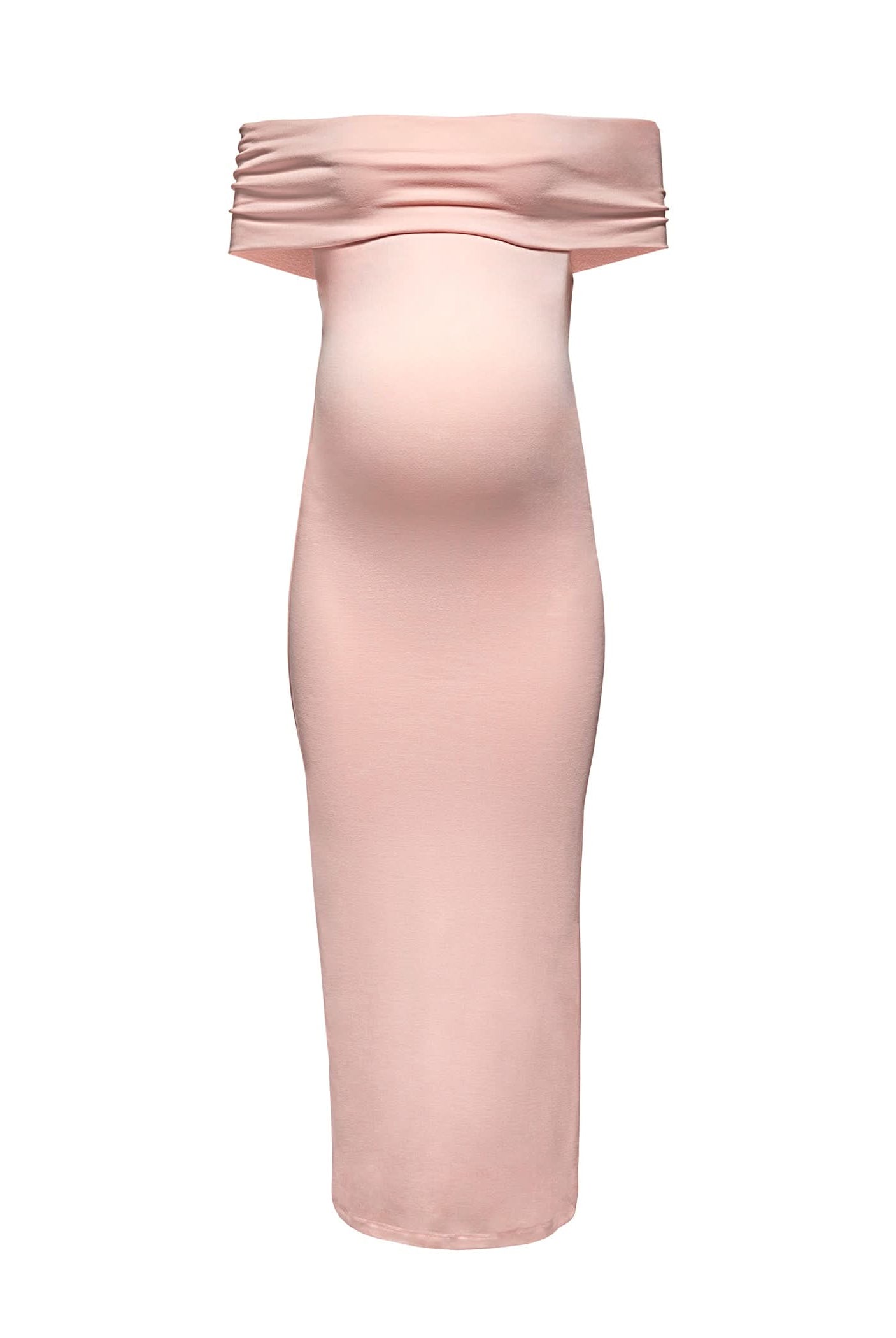 Bumpsuit Maternity The Bianca Off The Shoulder Evening Dress in Dusty Pink