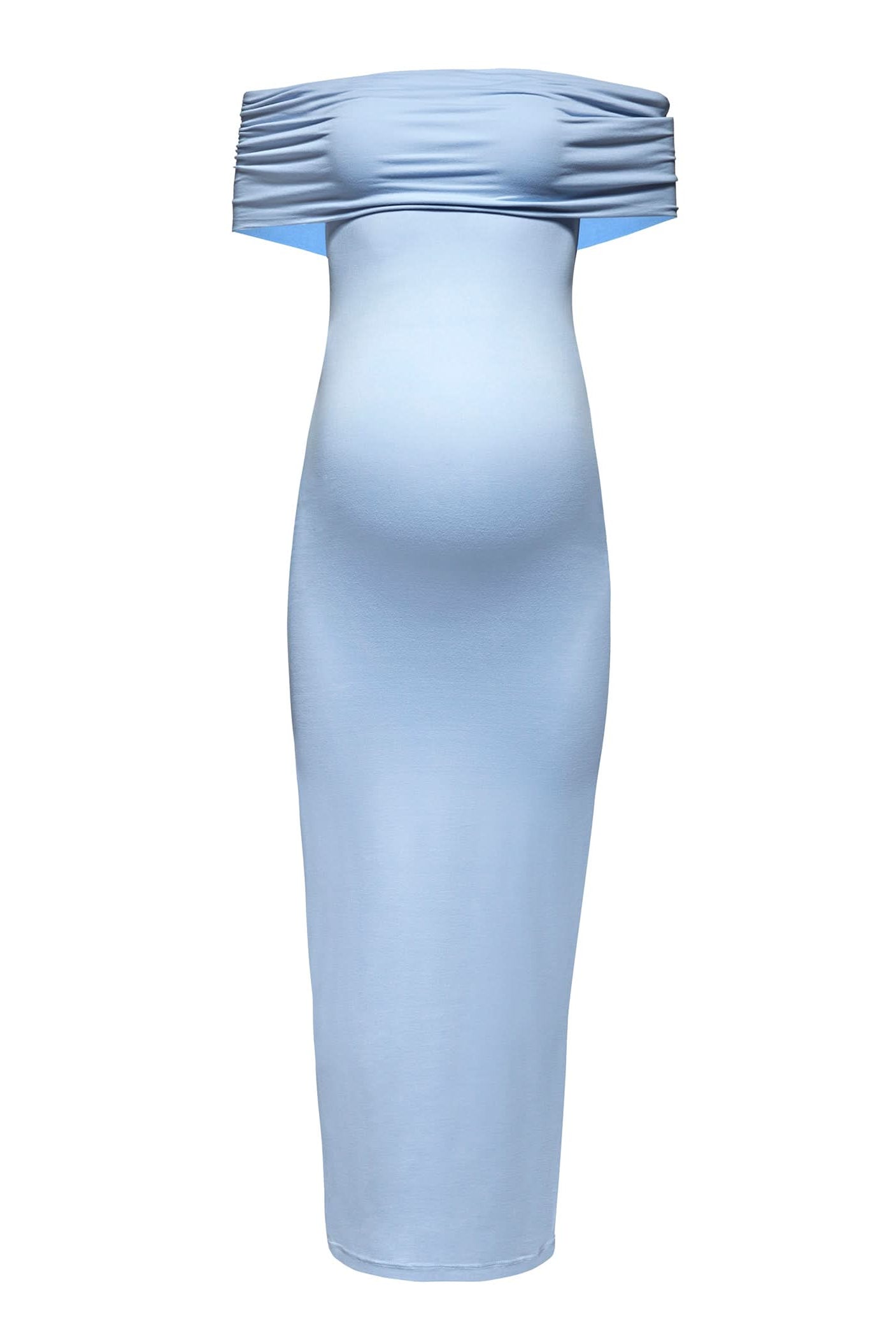 Bumpsuit Maternity The Bianca Off The Shoulder Evening Dress in Powder Blue