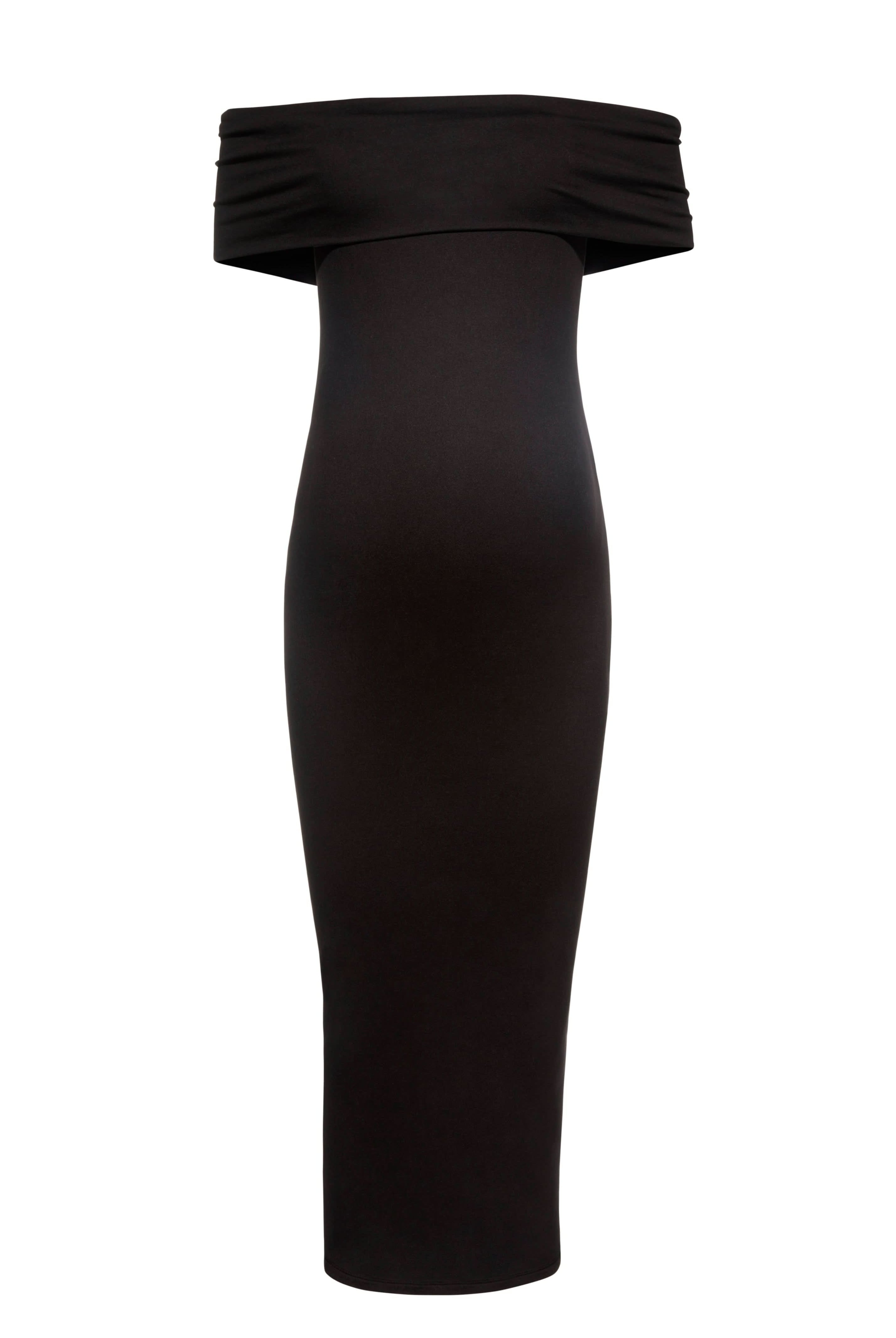 Bumpsuit Maternity The Bianca Off The Shoulder Evening Dress in Black