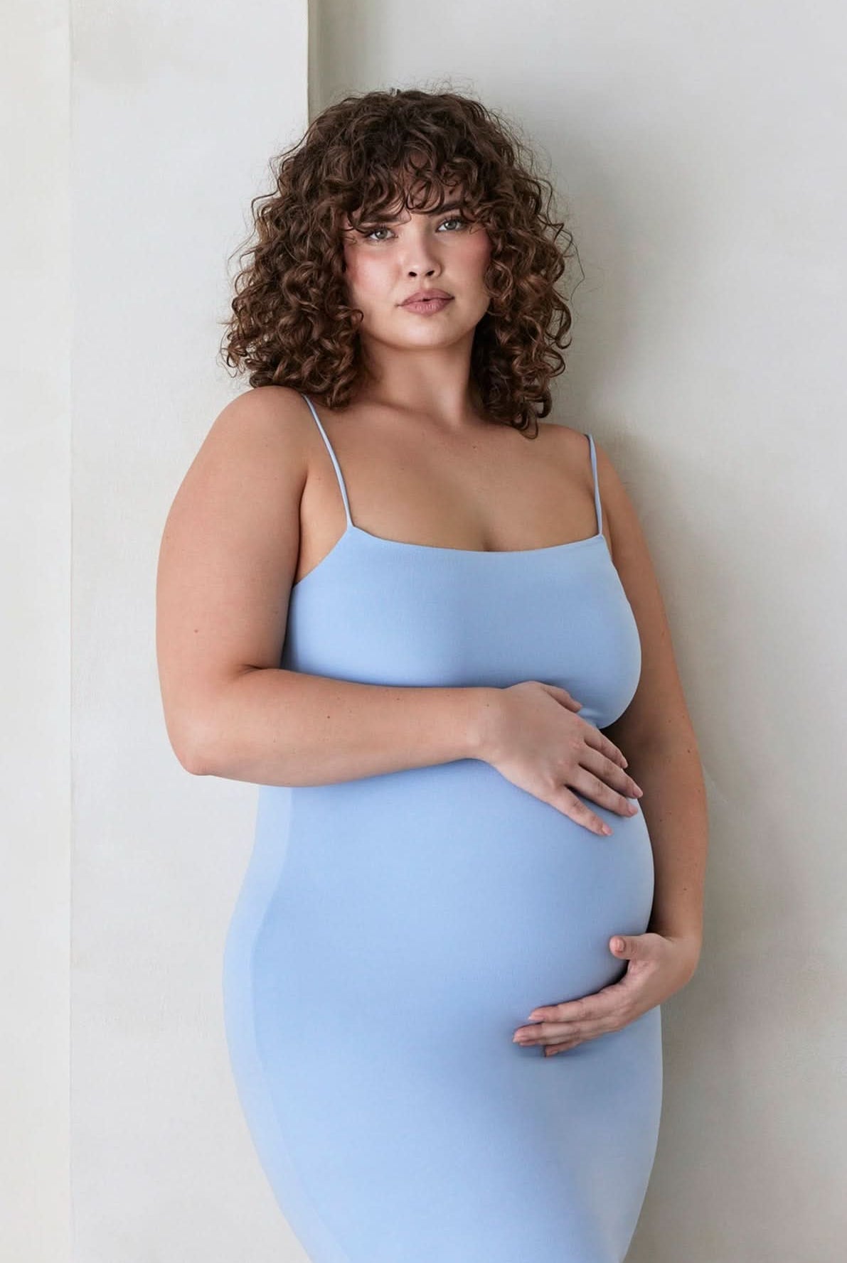 Bumpsuit Maternity The Brigitte Midi Dress in Powder Blue