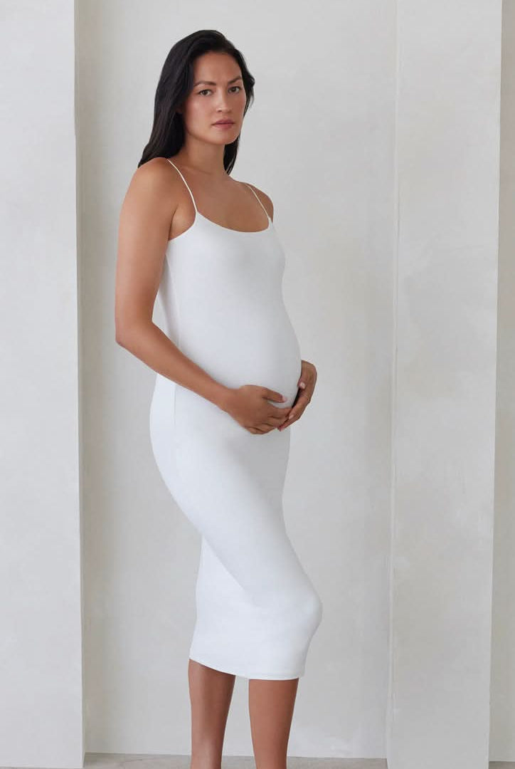 Bumpsuit Maternity The Brigitte Midi Dress in Ivory