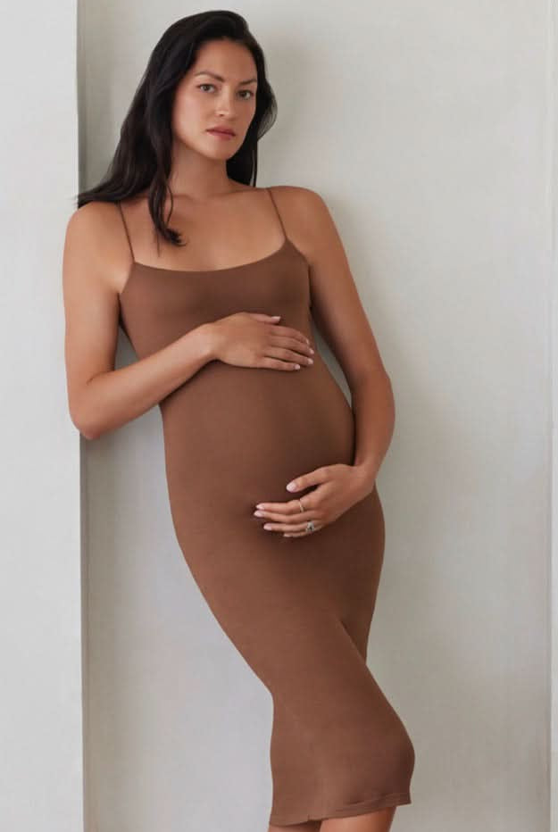 Bumpsuit Maternity The Brigitte Midi Dress in Mocha