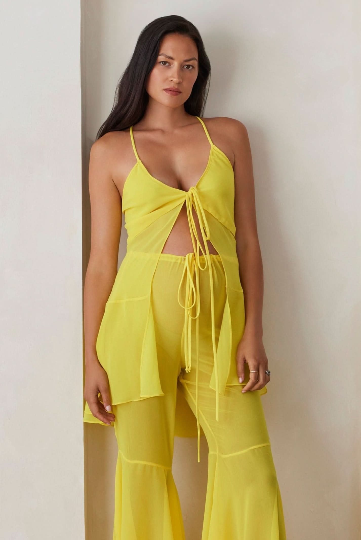 Bumpsuit Maternity the chiffon babydoll top in yellow