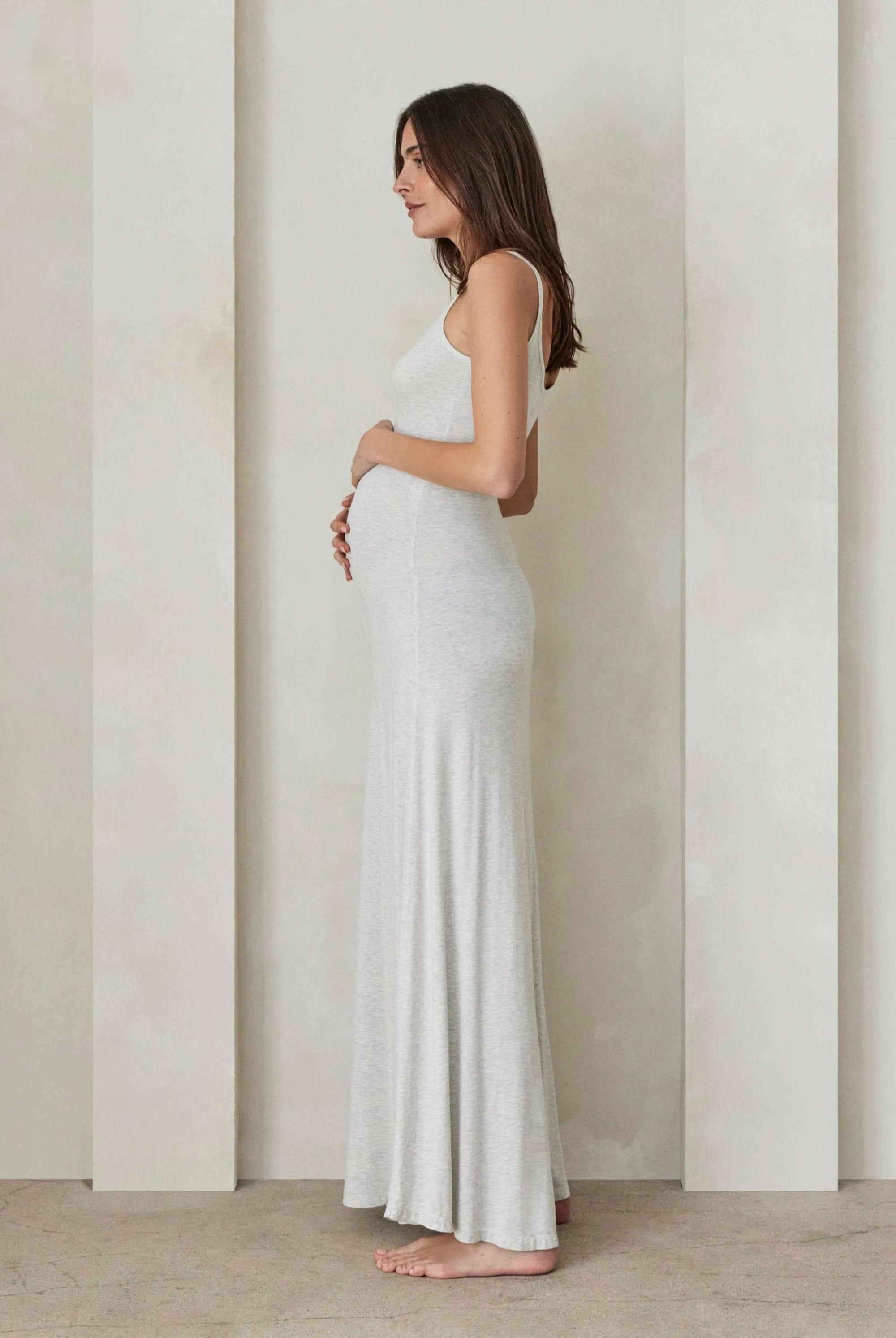 Bumpsuit Maternity The Cloud Cotton Maxi Dress in Heather Grey