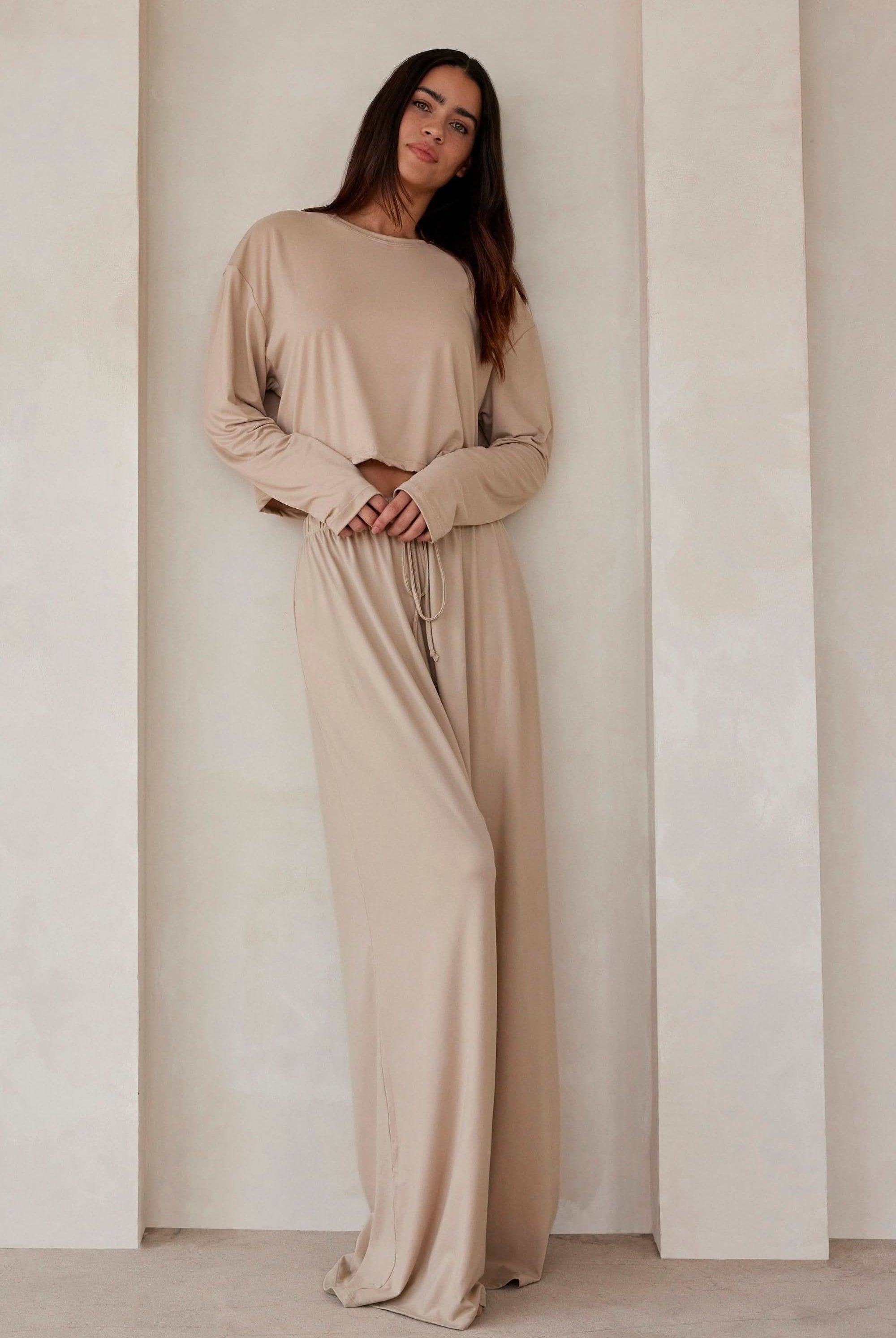 Bumpsuit Maternity The Cloud Crop Long Sleeve Tee in Oat