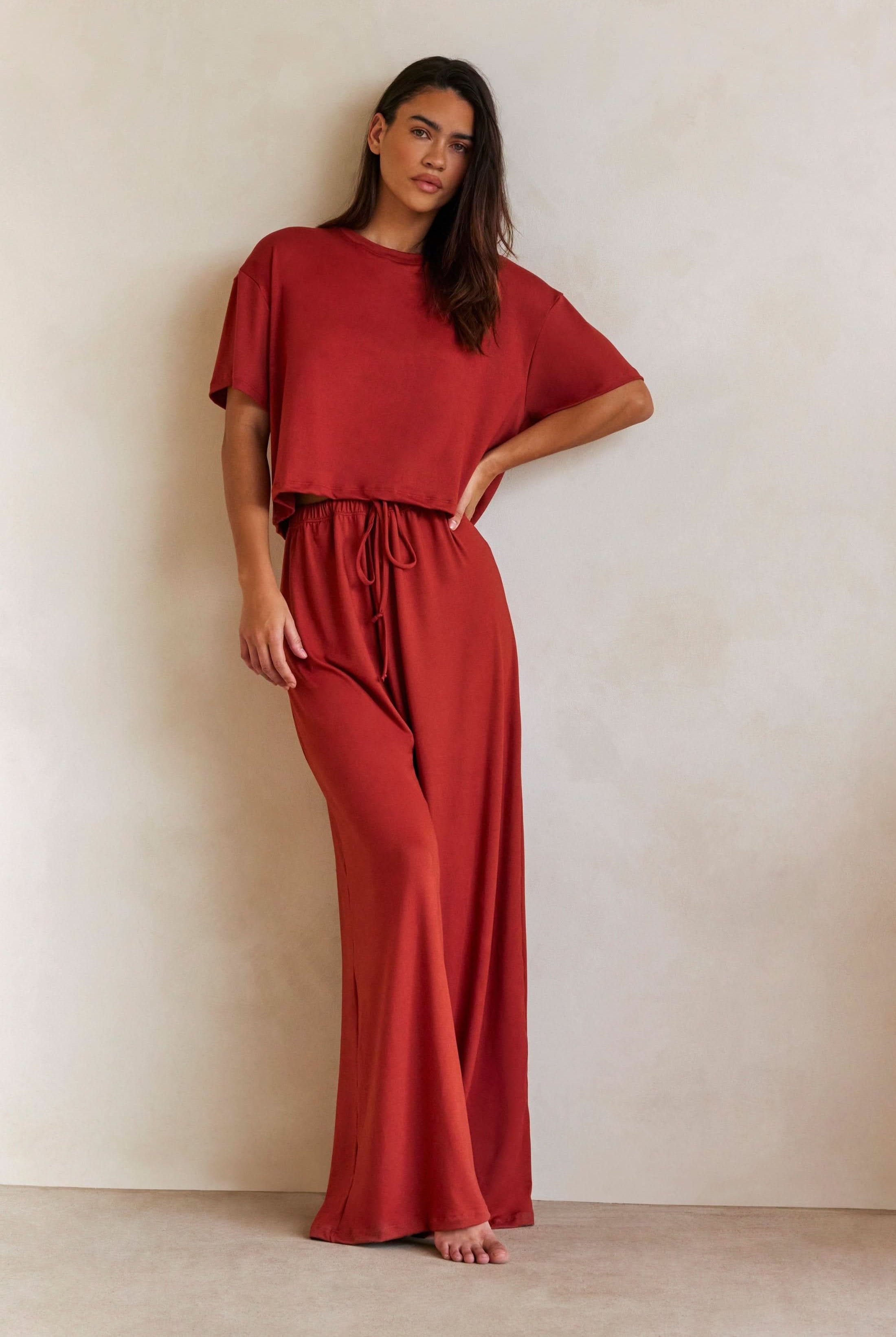 Bumpsuit Maternity The Cloud Crop Short Sleeve Tee in Rust