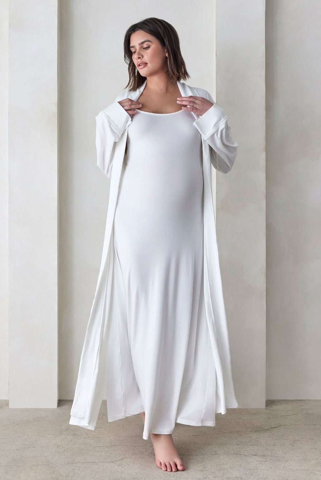 Bumpsuit Maternity Loungewear The Cloud Robe in Ivory