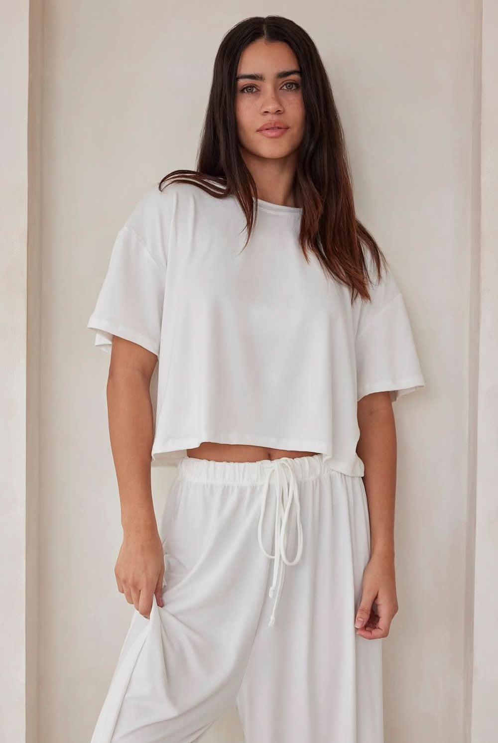 Bumpsuit Maternity The Cloud Short Sleeve Crop Tee in Ivory