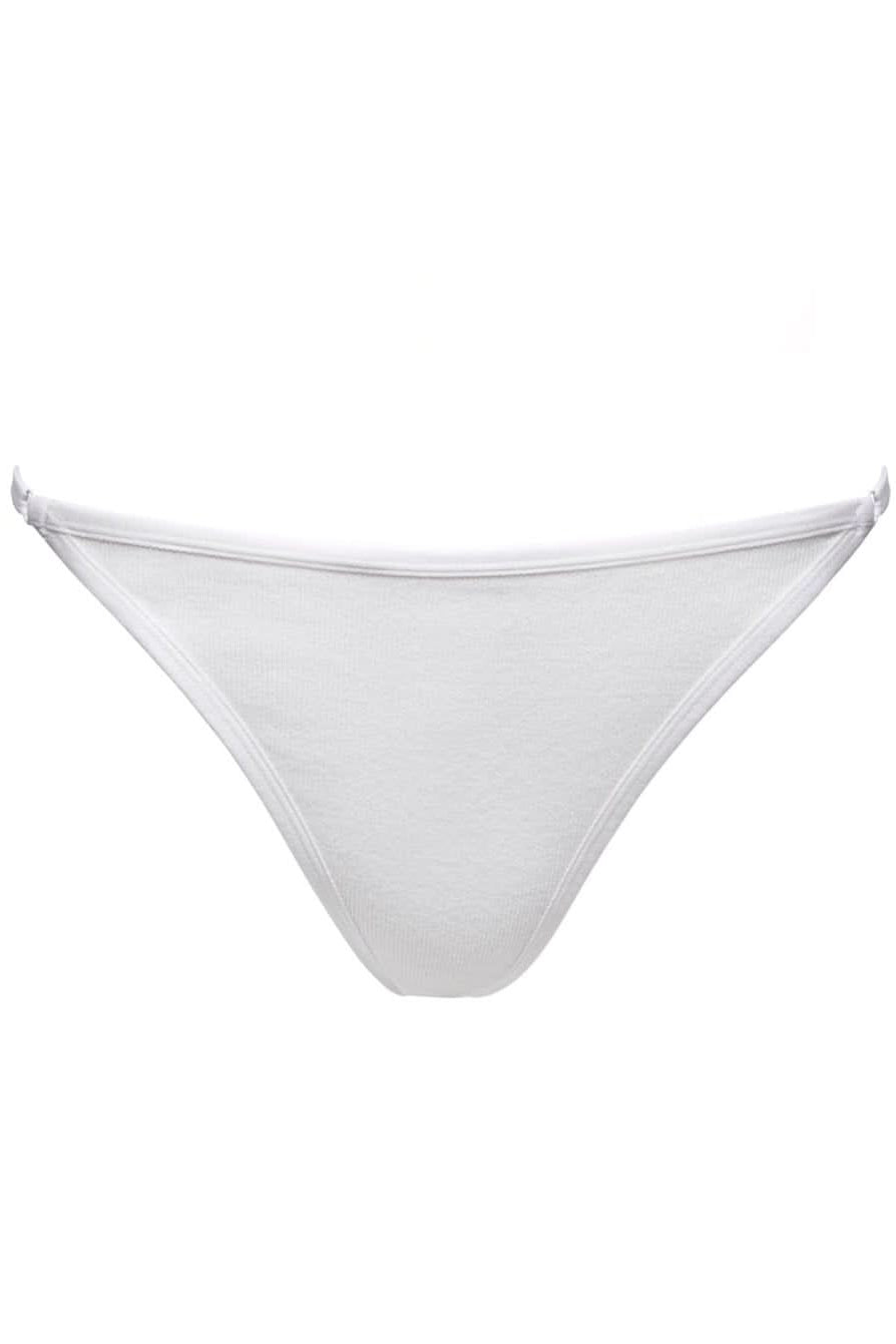 White cotton rib adjustable brief on a white background