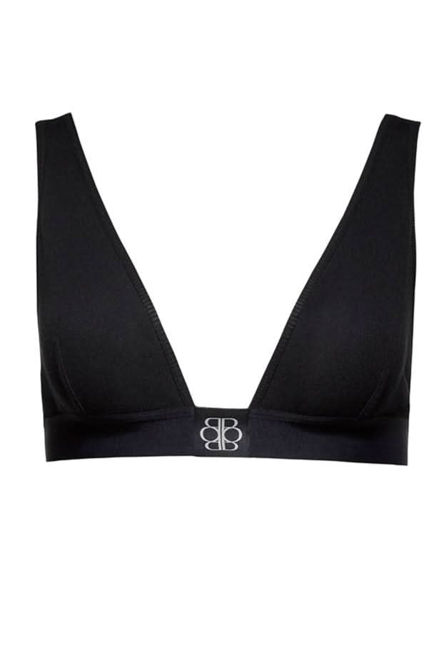 Bumpsuit maternity the cotton rib plunge bralette in ivory ghost mannequin in black
