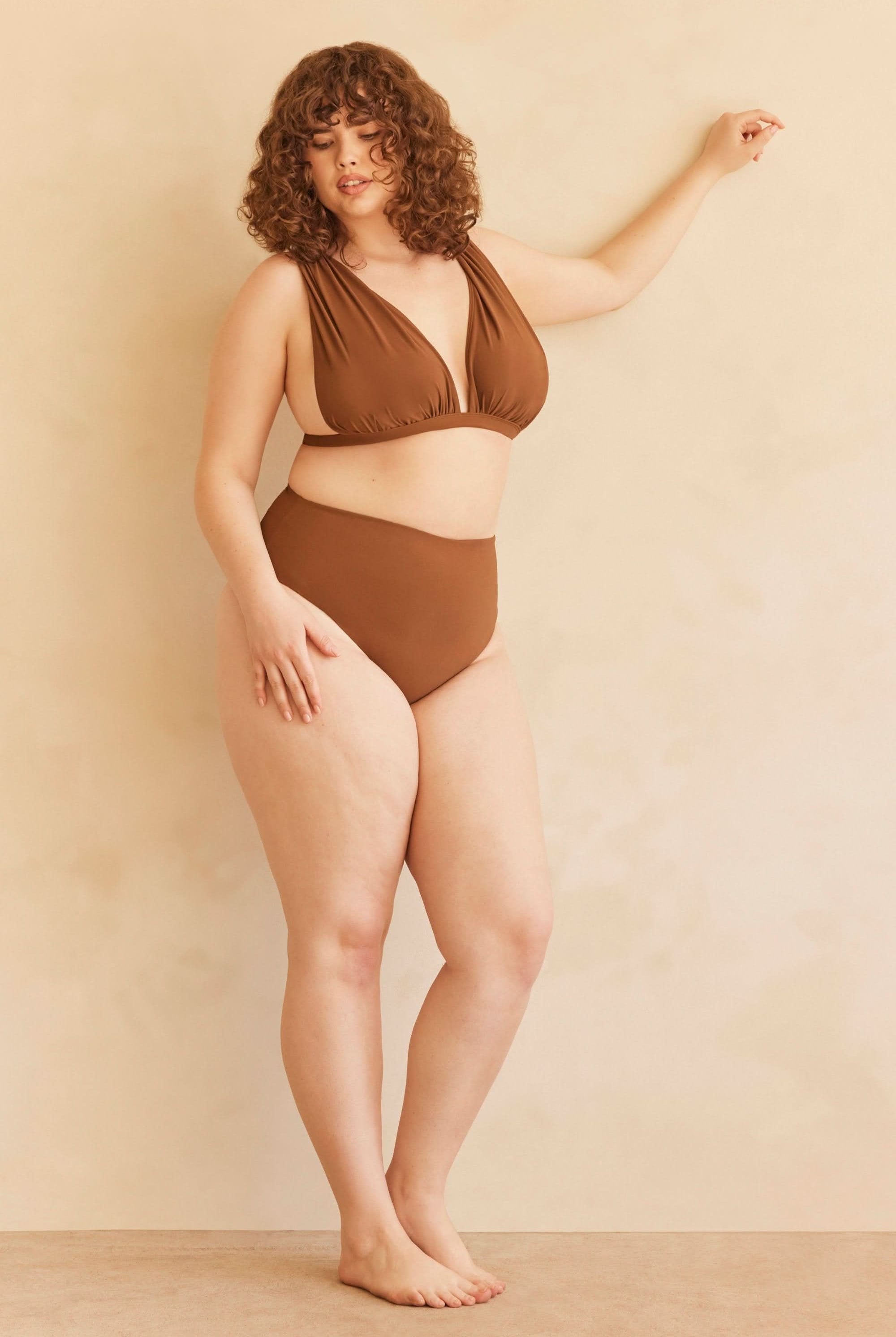 Bumpsuit Maternity The Edie Breastfeeding Friendly Swim Top in Chestnut
