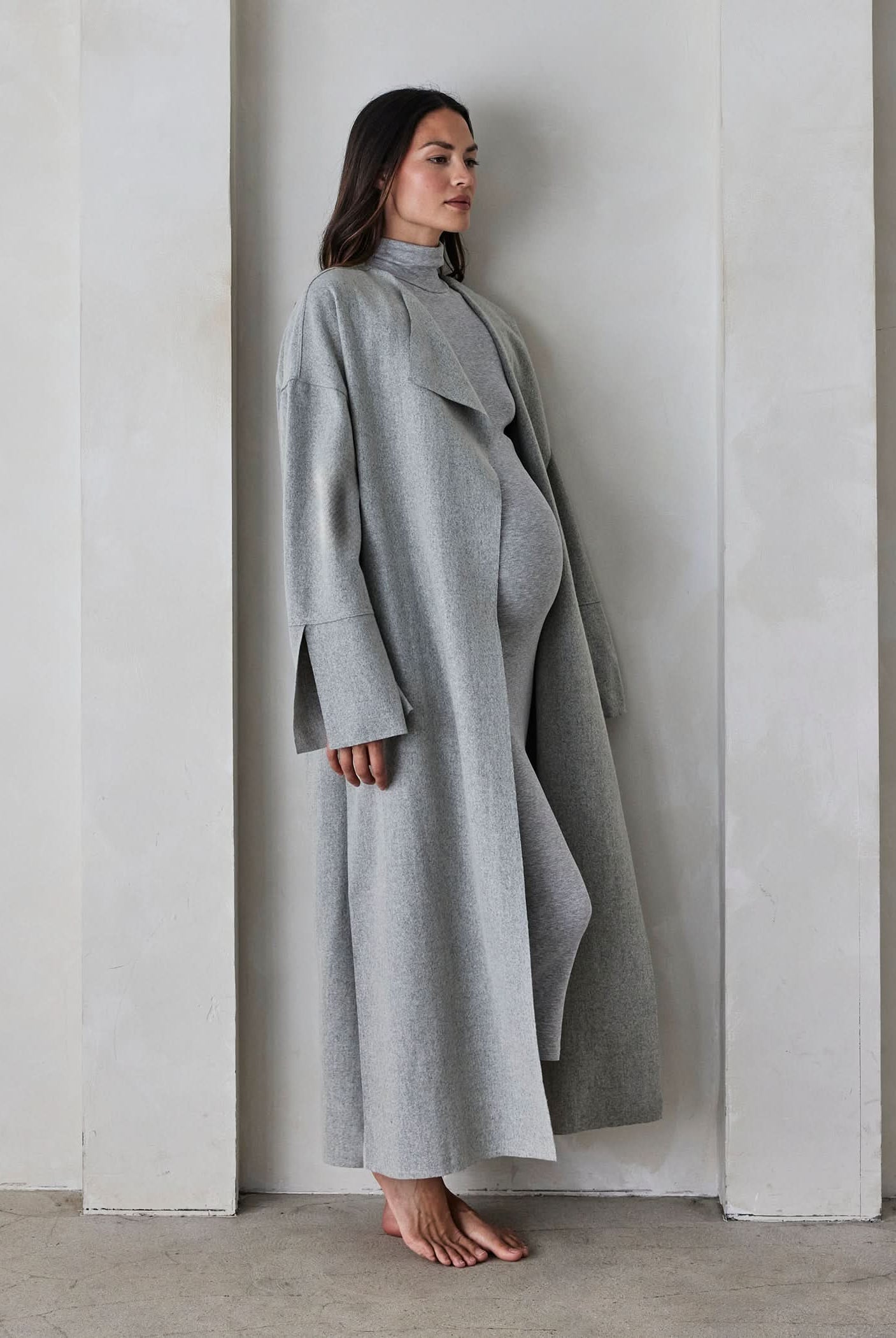 bumpsuit maternity the grace wool coat in heather grey