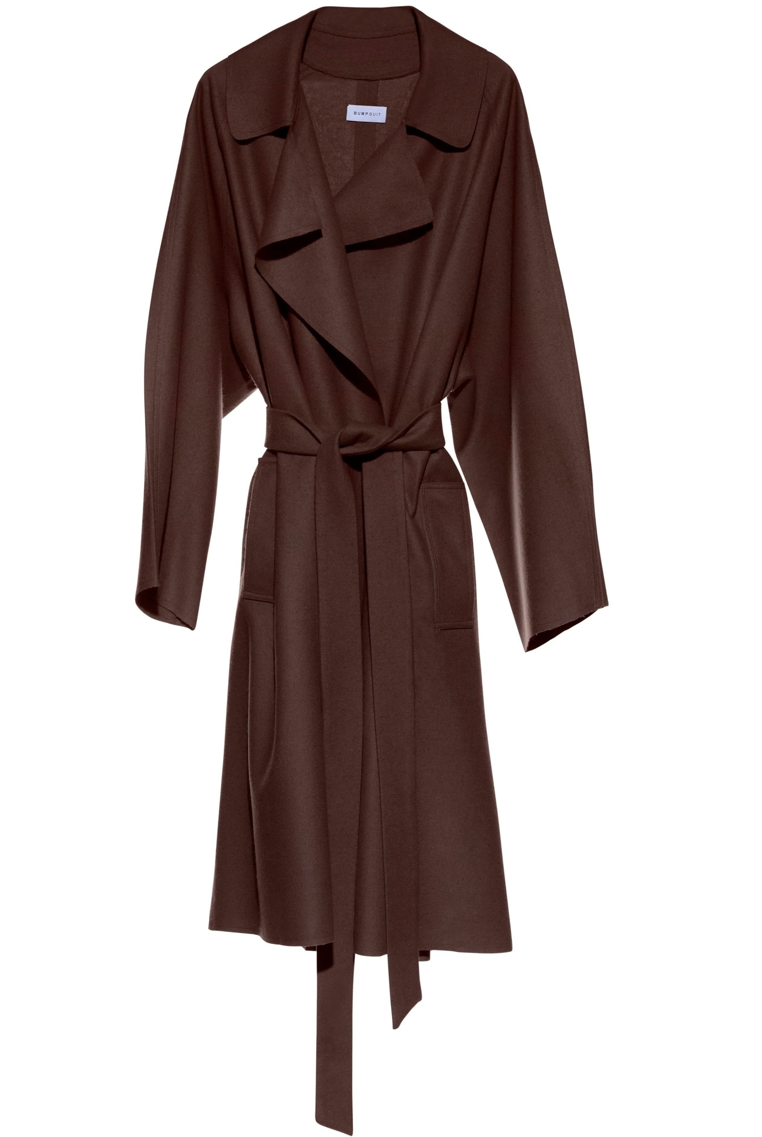 Bumpsuit Maternity The Jacqueline belted wool coat in chocolate