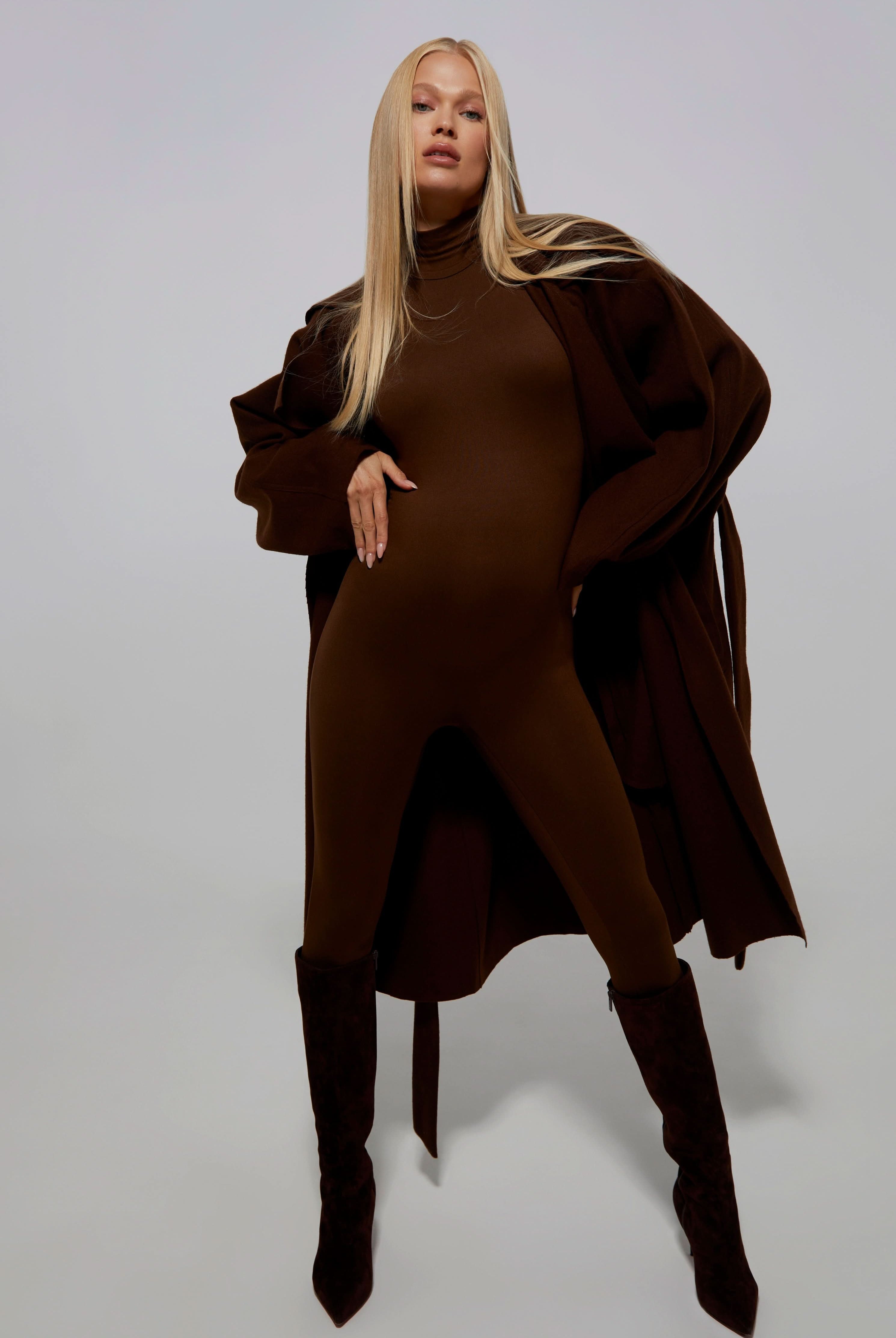 Bumpsuit Maternity The Jacqueline belted wool coat in chocolate