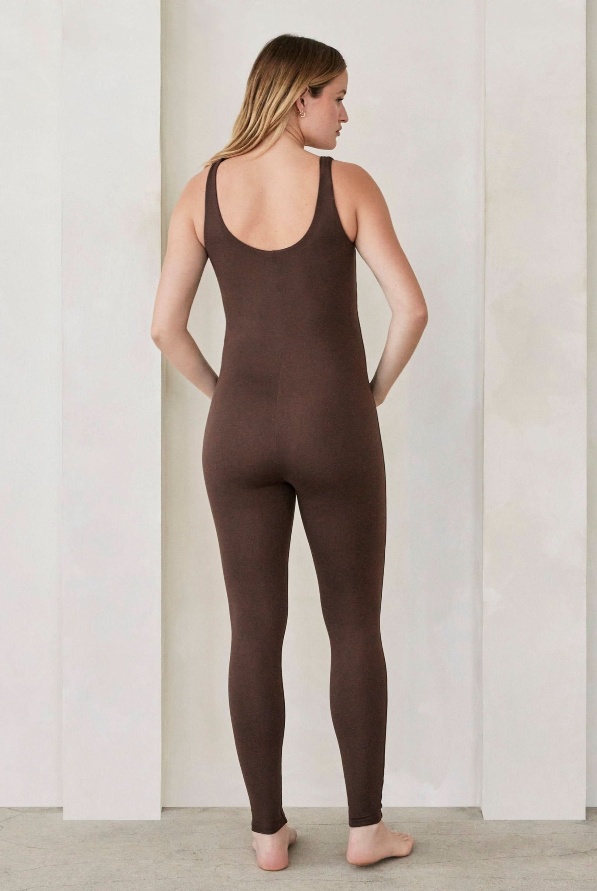 Bumpsuit Maternity The Lucy Sleeveless Jumpsuit in Chocolate