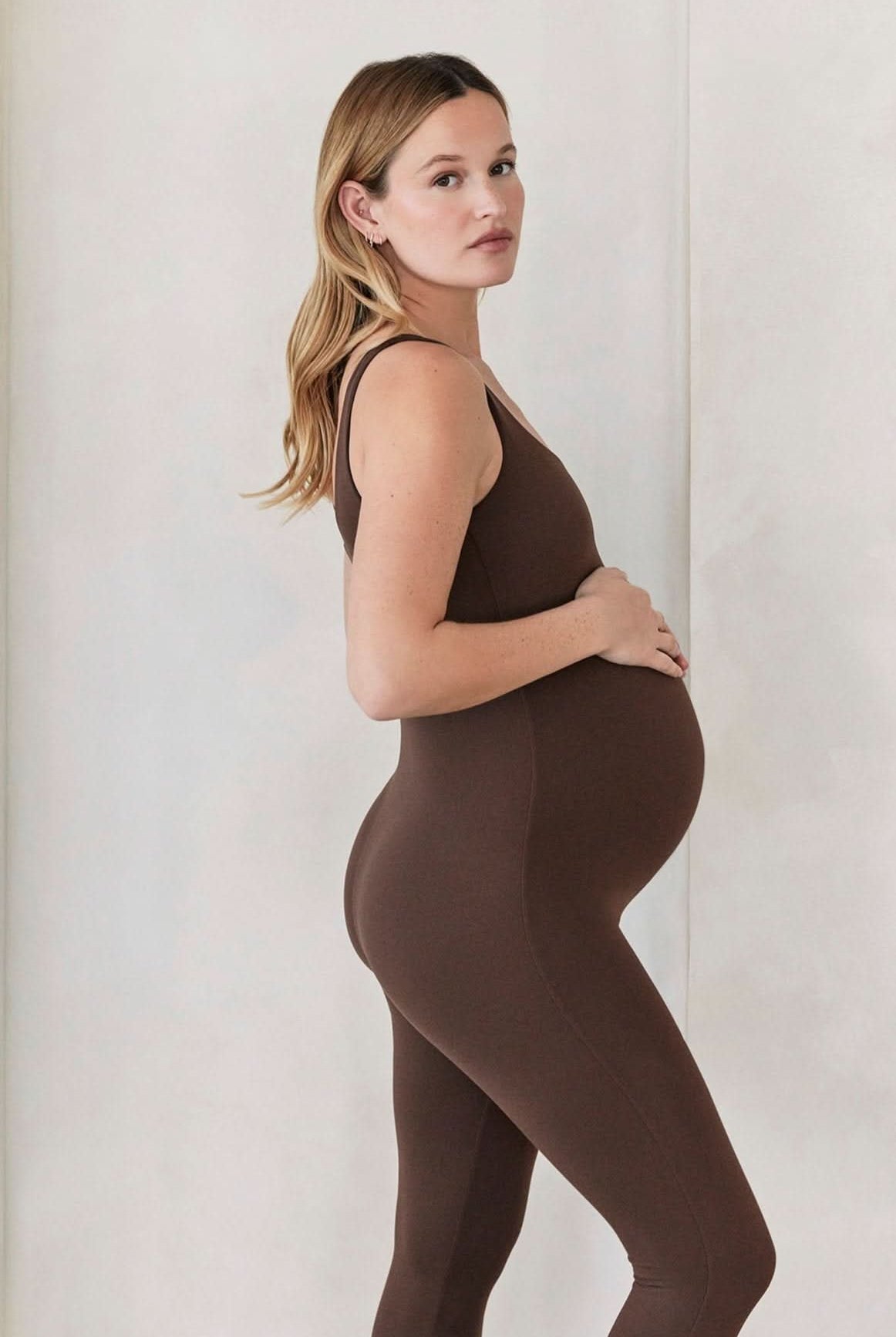 Bumpsuit Maternity The Lucy Sleeveless Jumpsuit in Chocolate