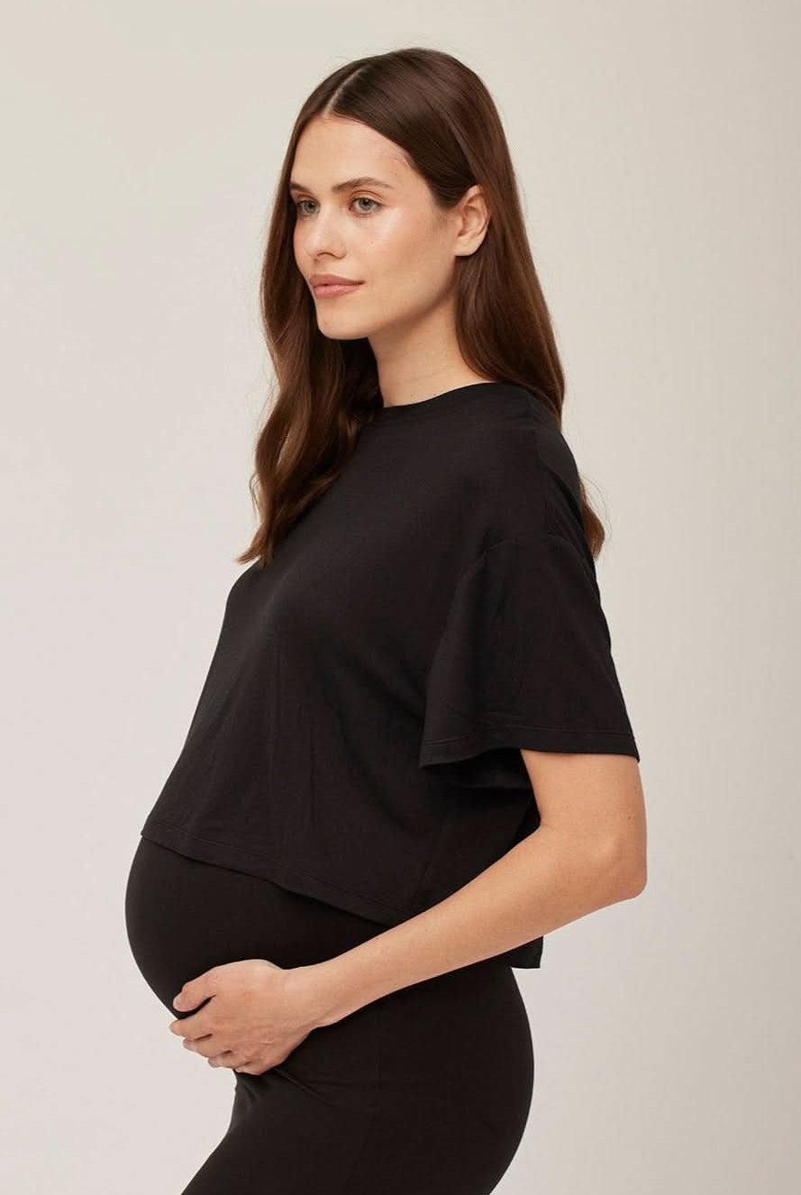 Bumpsuit Maternity The High Rise Midi Skirt in Black
