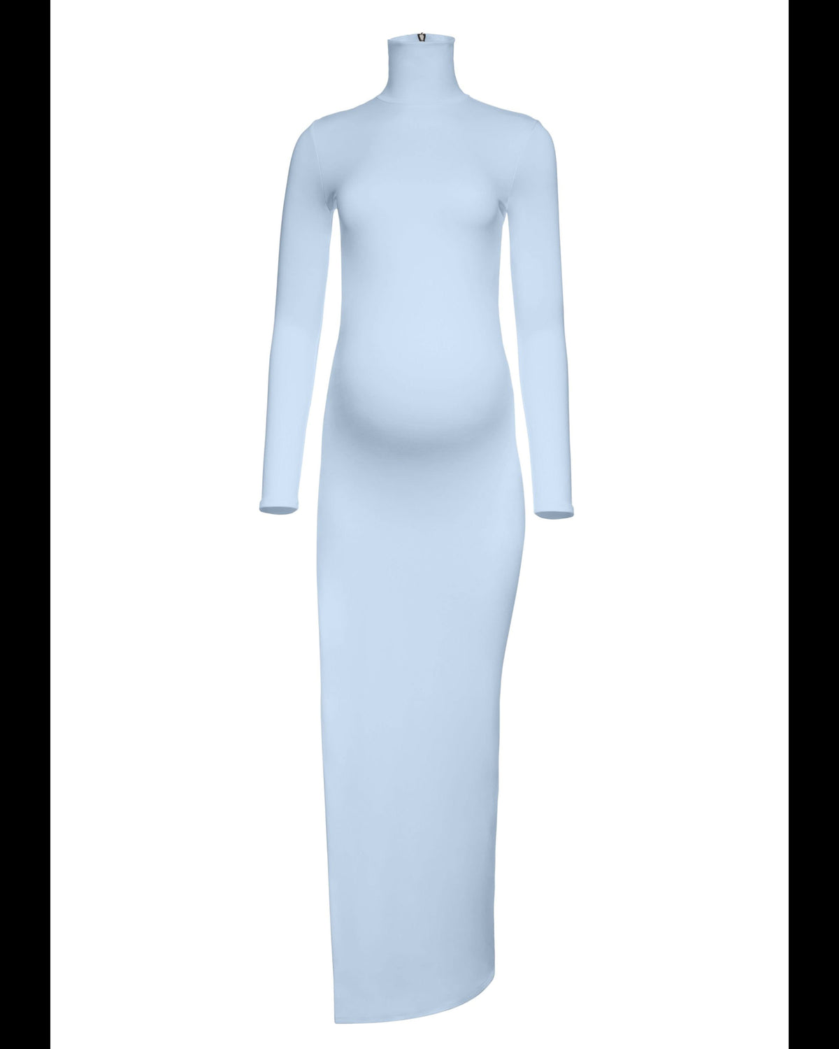 Bumpsuit Maternity The monica Turtleneck Long sleeve Dress with side slit in powder blue