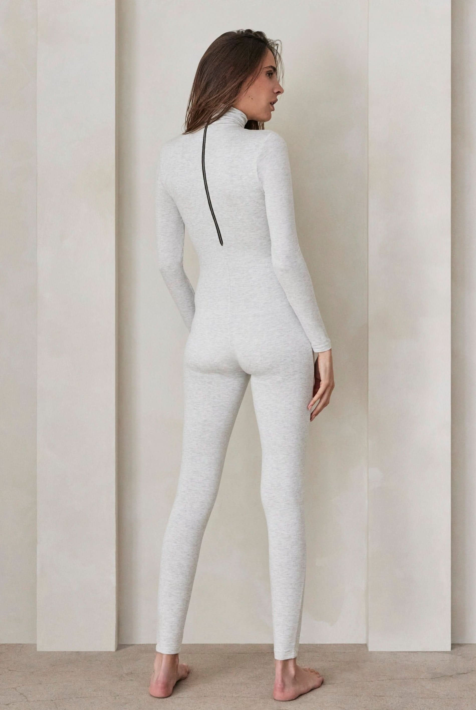 Bumpsuit Maternity The Penelope Turtleneck Long Sleeve Jumpsuit in Heather Grey