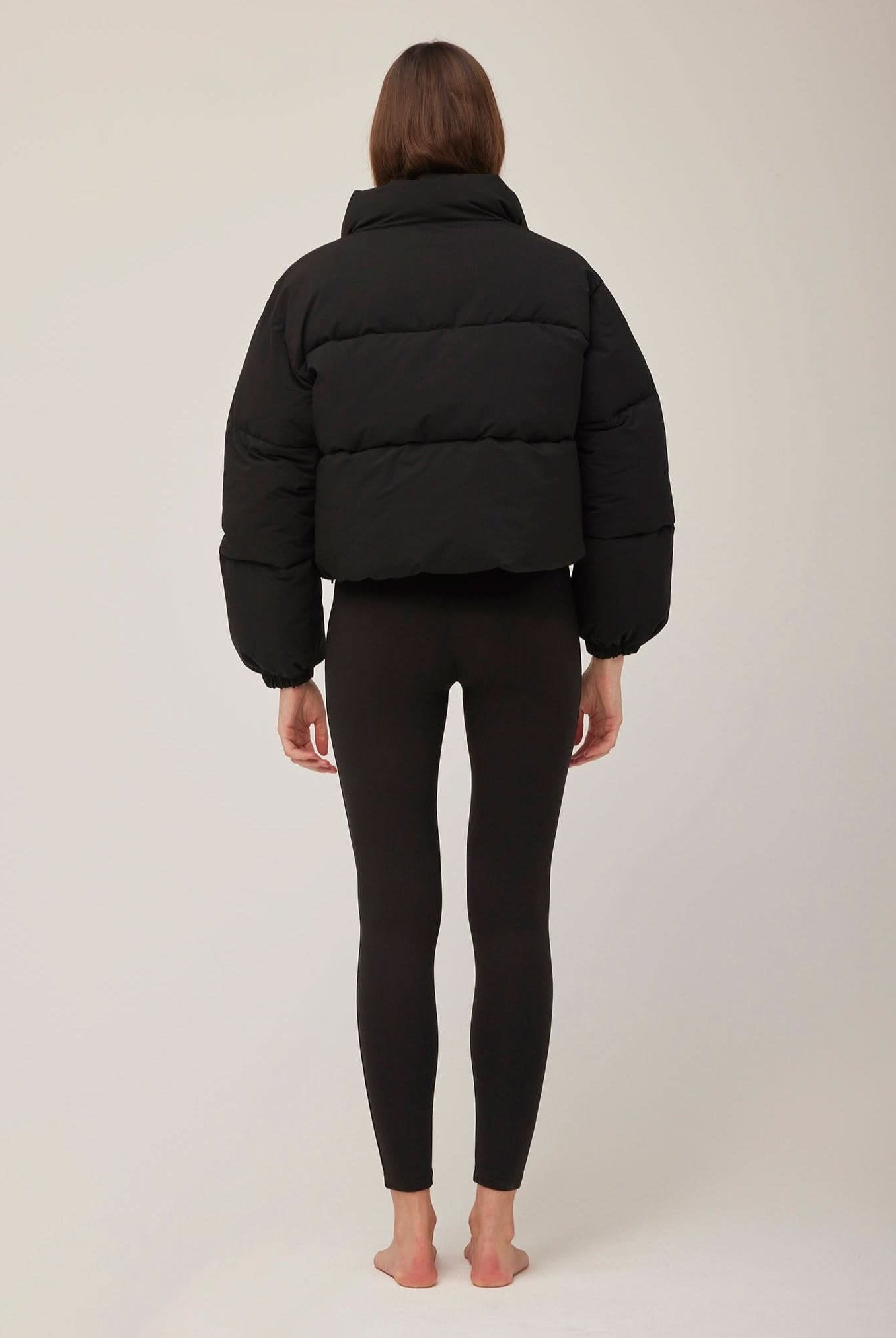 Bumpsuit Maternity Cropped Puffer Jacket in Black