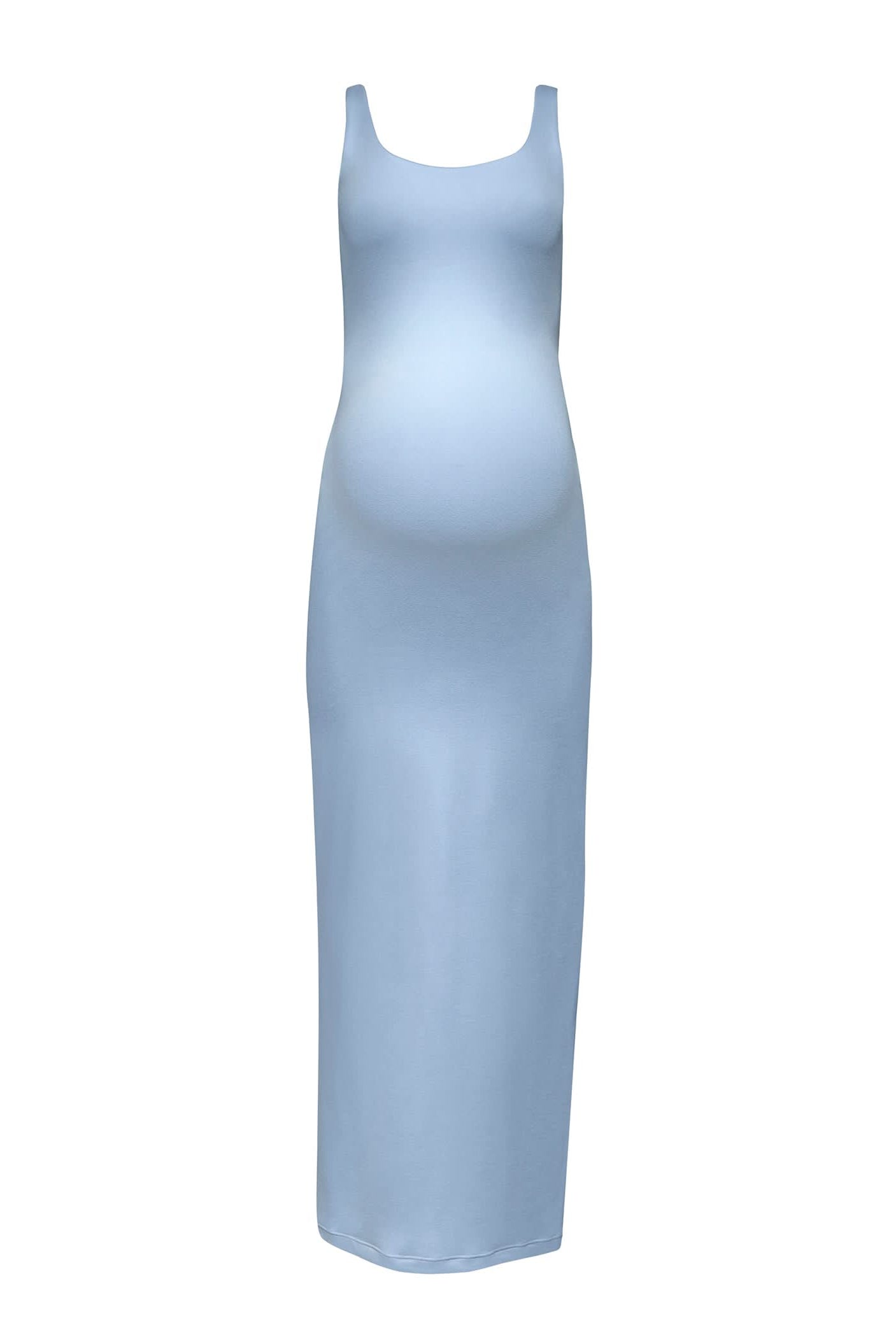 Bumpsuit Maternity The Elle Midi Scoop Neck Dress in Powder-Blue