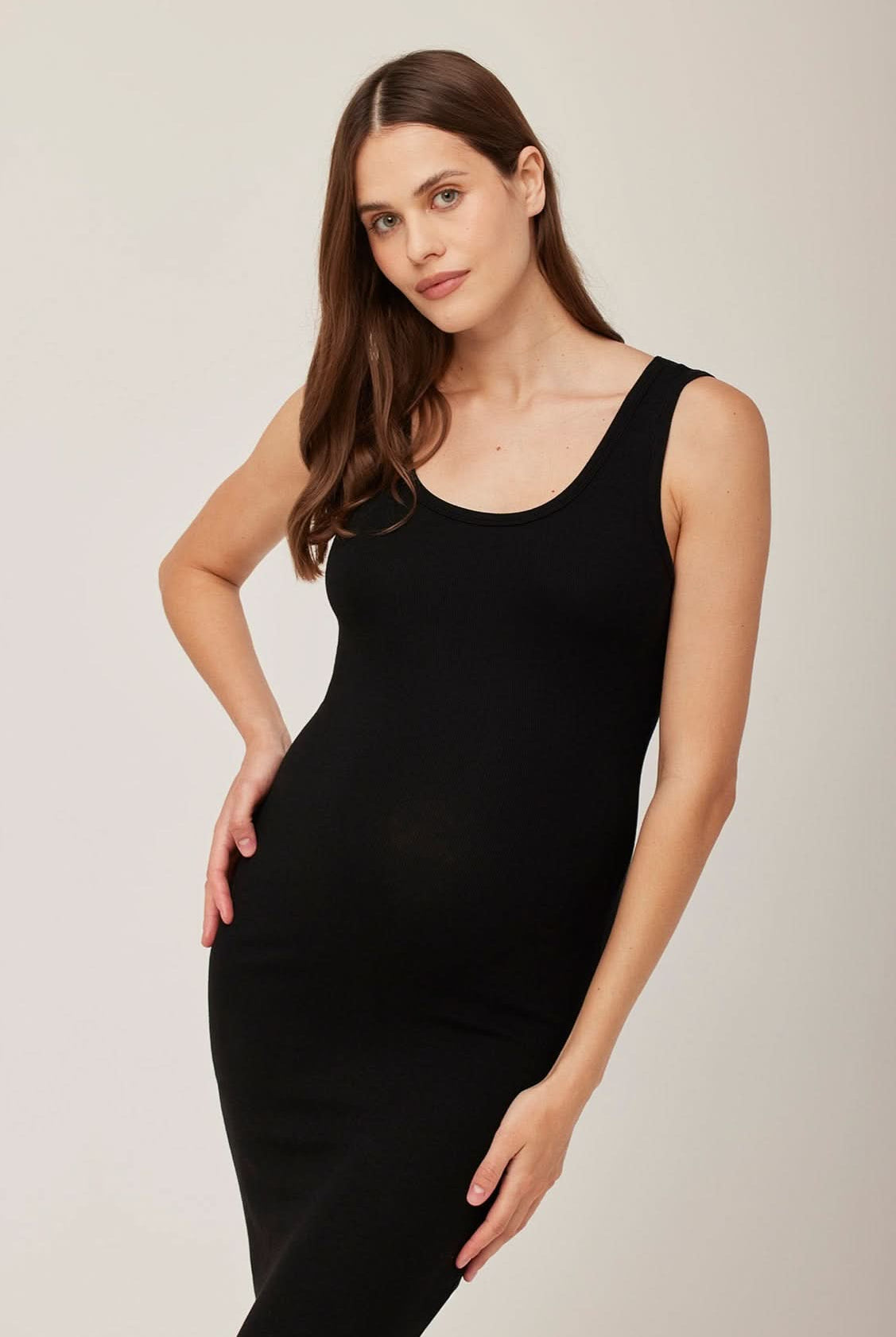 Bumpsuit Maternity The Soft Rib Tank Dress in Black