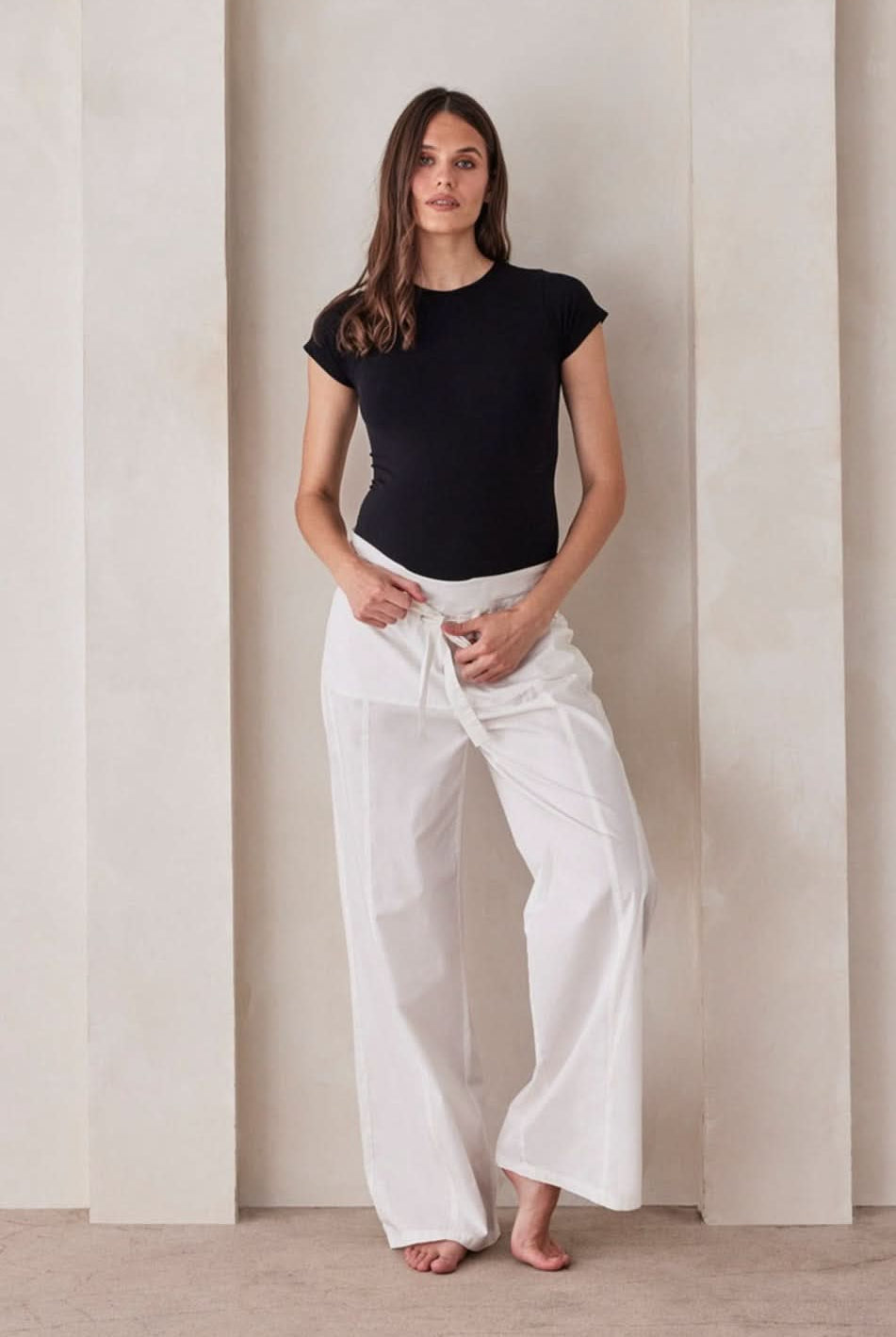 Bumpsuit Maternity The Vacation Collection Fisherman Pant in White Poplin