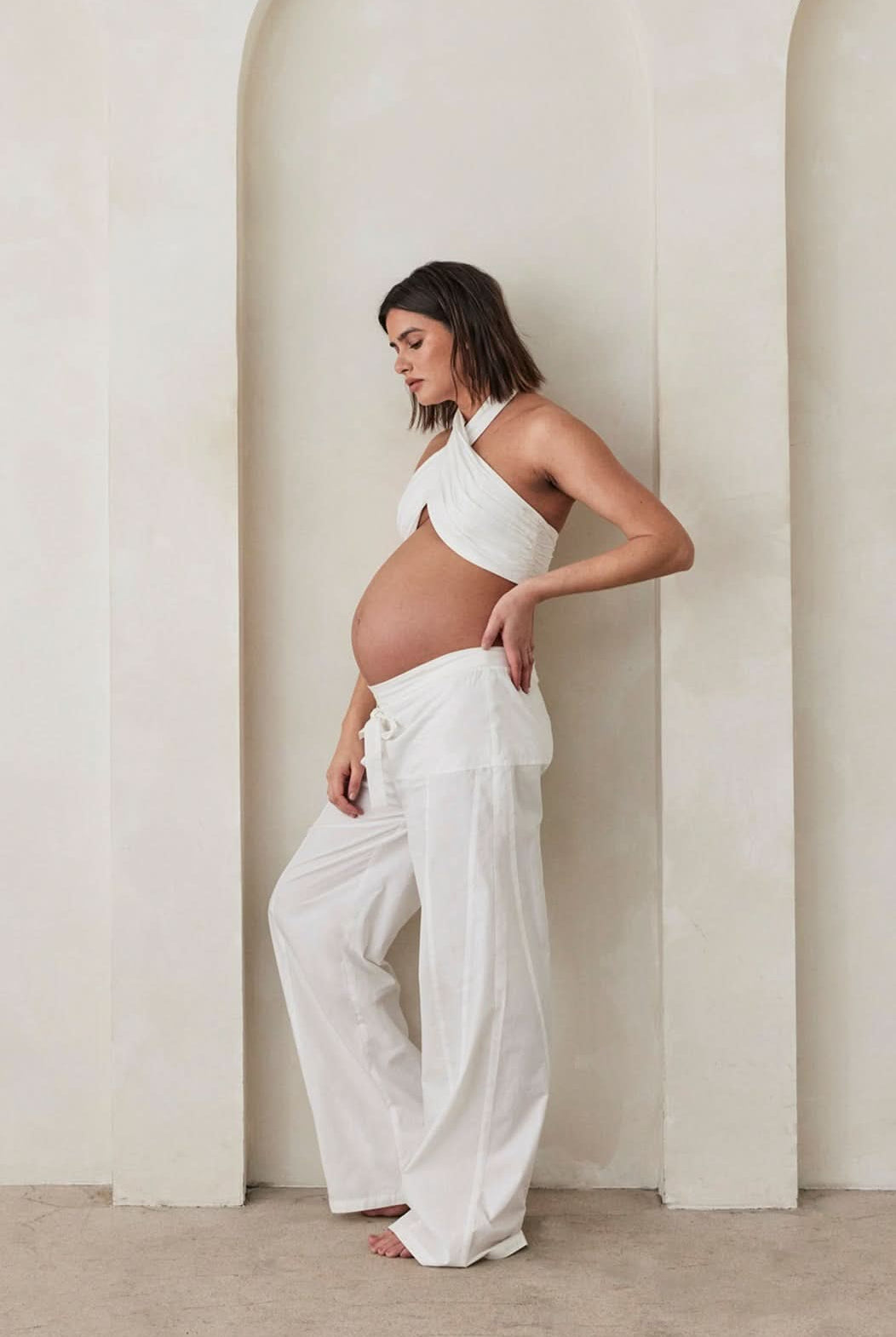 Bumpsuit Maternity the vacation collection wrap halter top in white