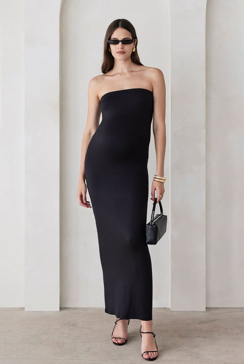bumpsuit the zoe maxi maternity strapless dress in black