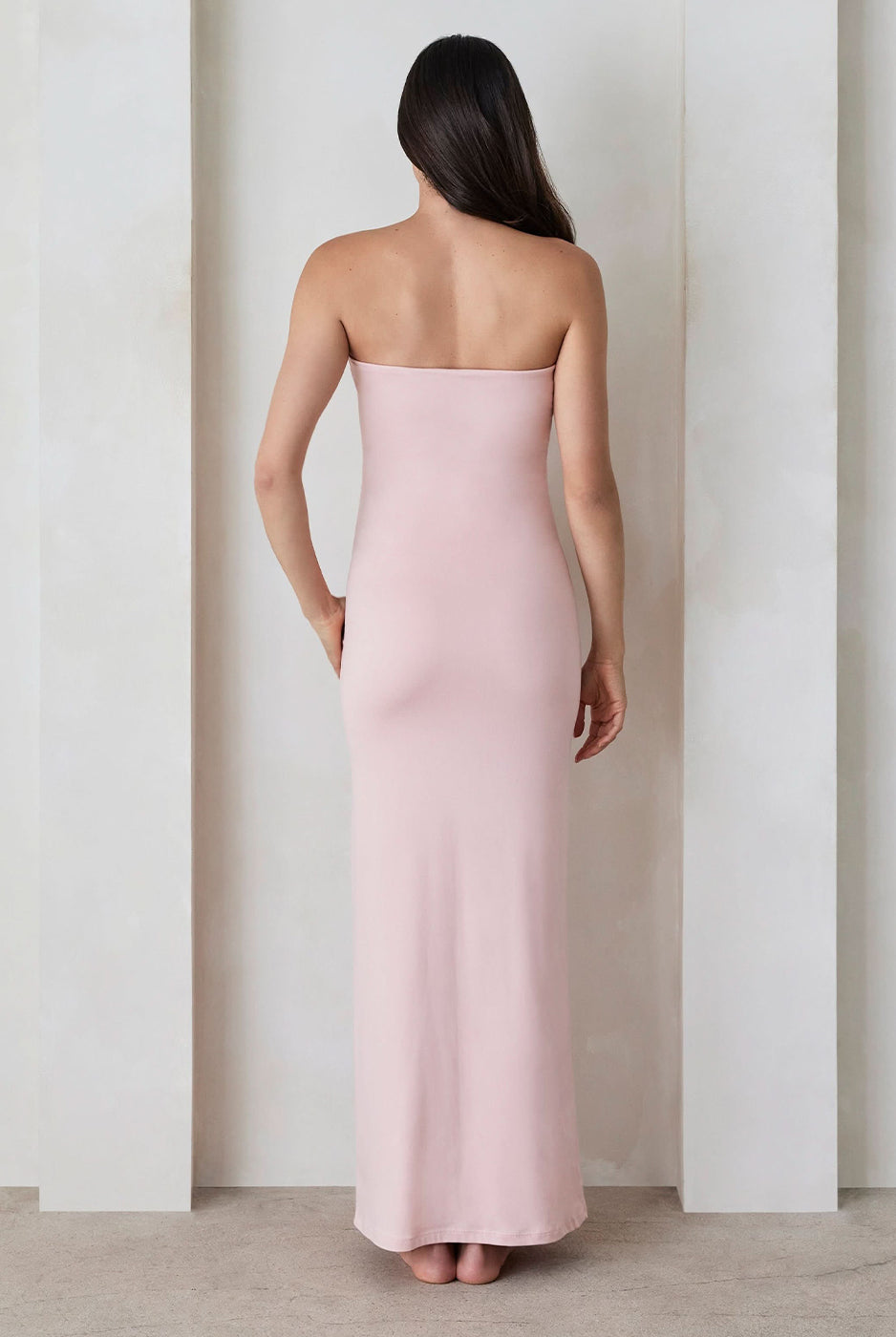 bumpsuit the zoe maxi maternity strapless dress in dusty pink