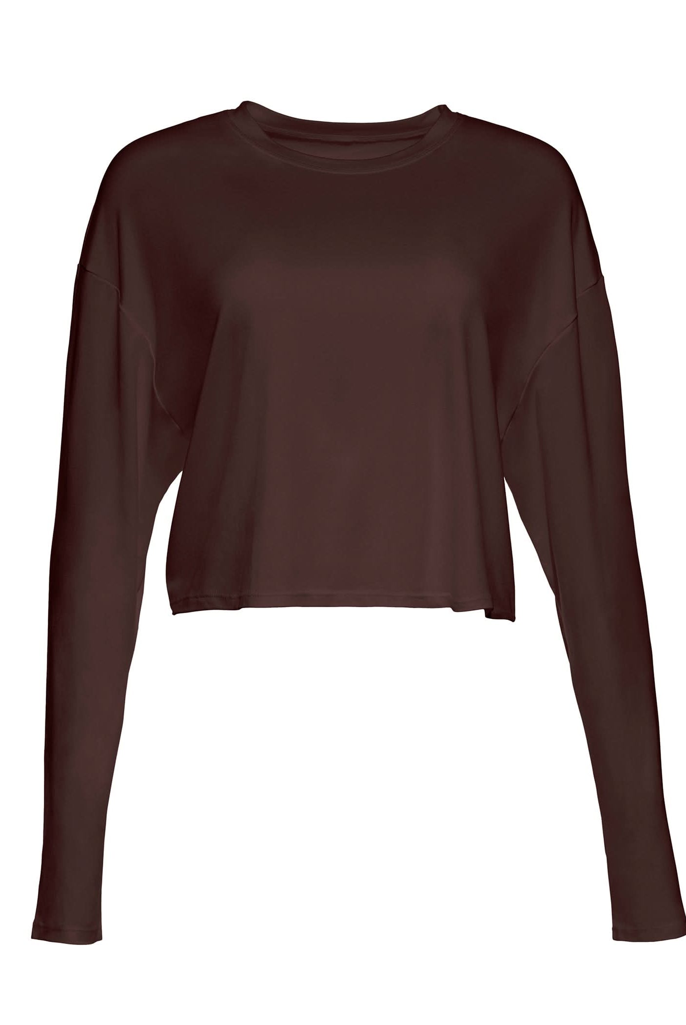 the cloud long sleeve crop tee in chocolate