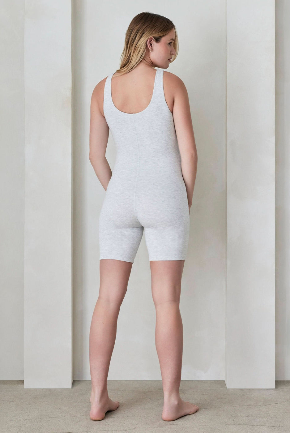 the cotton essentials the cindy maternity romper jumpsuit in heather grey